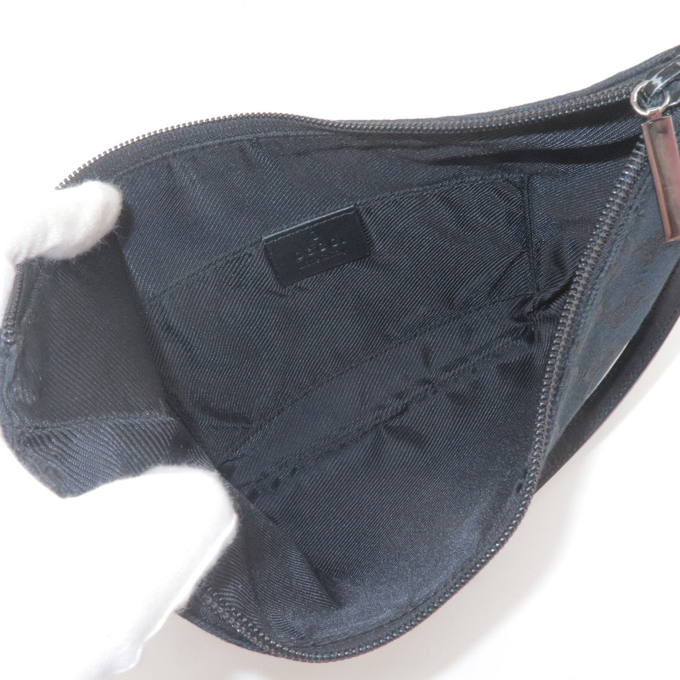 GUCCI GG Canvas Leather Shoulder Bag Pouch Black 005.0813