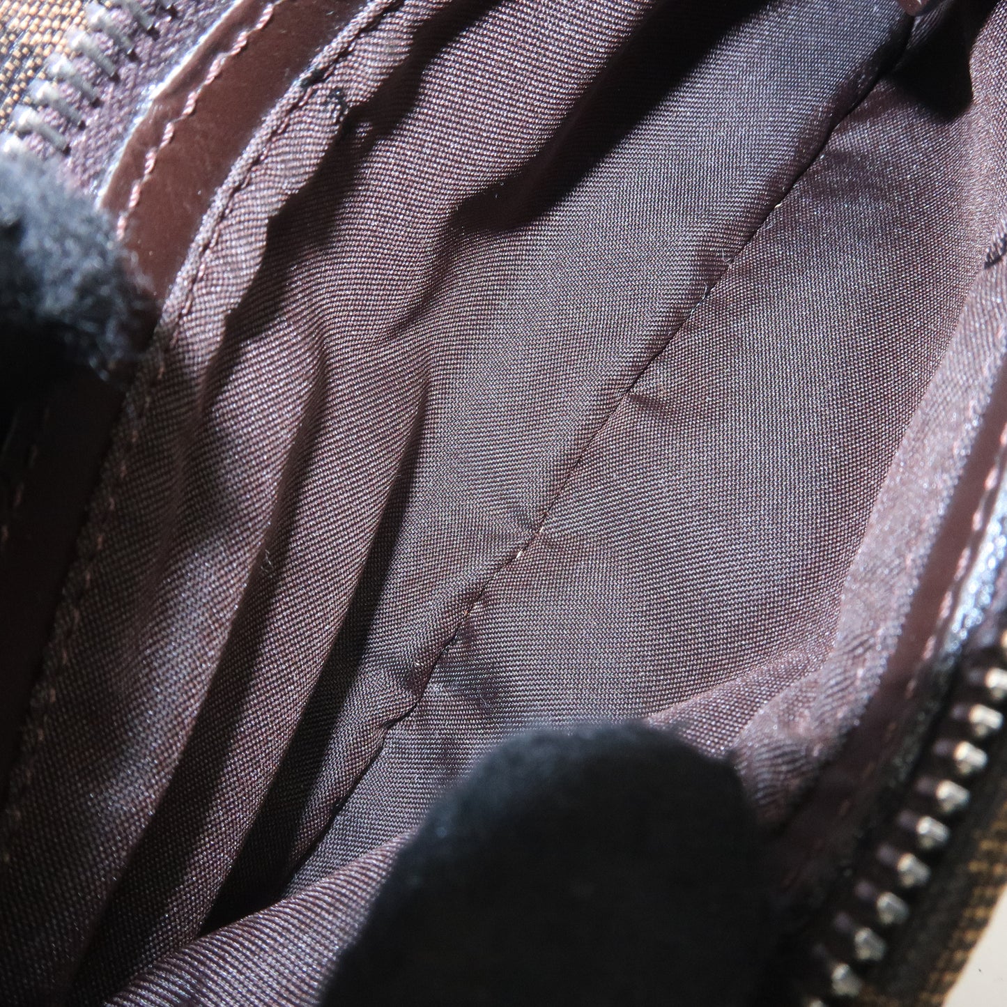 FENDI Zucca Canvas Leather Shoulder Bag Khaki Brown Black 26723