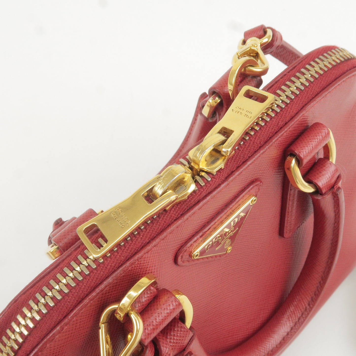 PRADA Leather Promenade Mini 2Way Bag Shoulder Bag Red BL0851