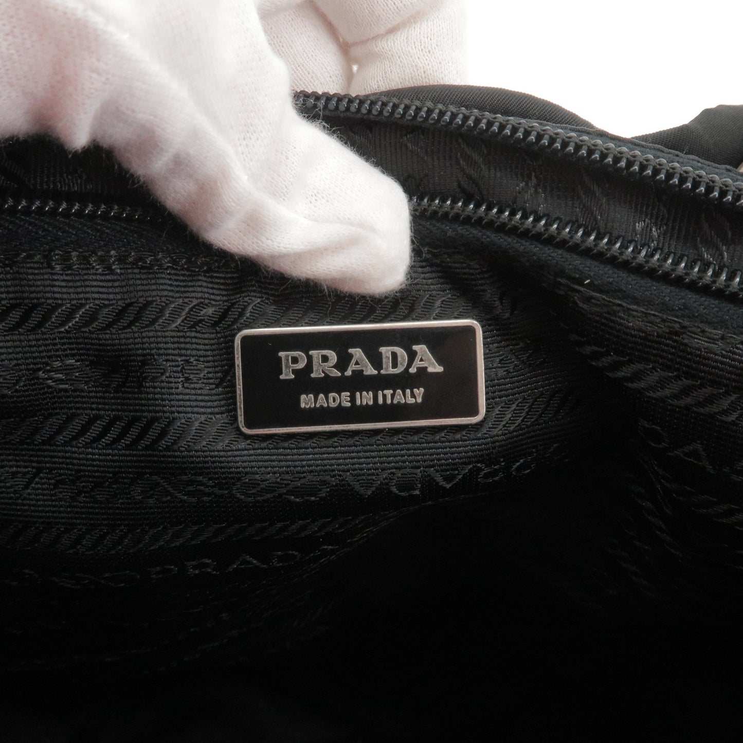 PRADA Logo Nylon Back Pack Drawstring Ruck Sack NERO Black