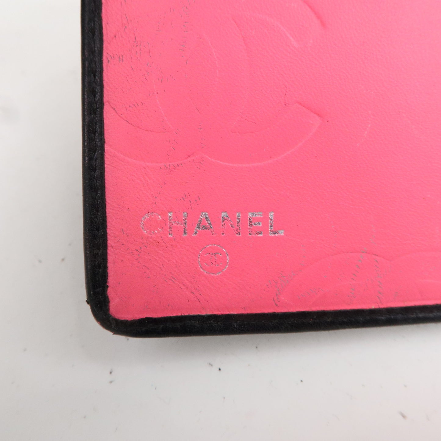 CHANEL Cambon Line Lamb Skin Bi-fold Wallet Black A26717