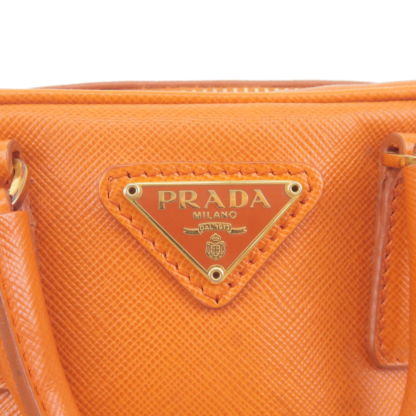 PRADA Logo Leather Chain 2Way Bag Shoulder Bag Orenge BL0705