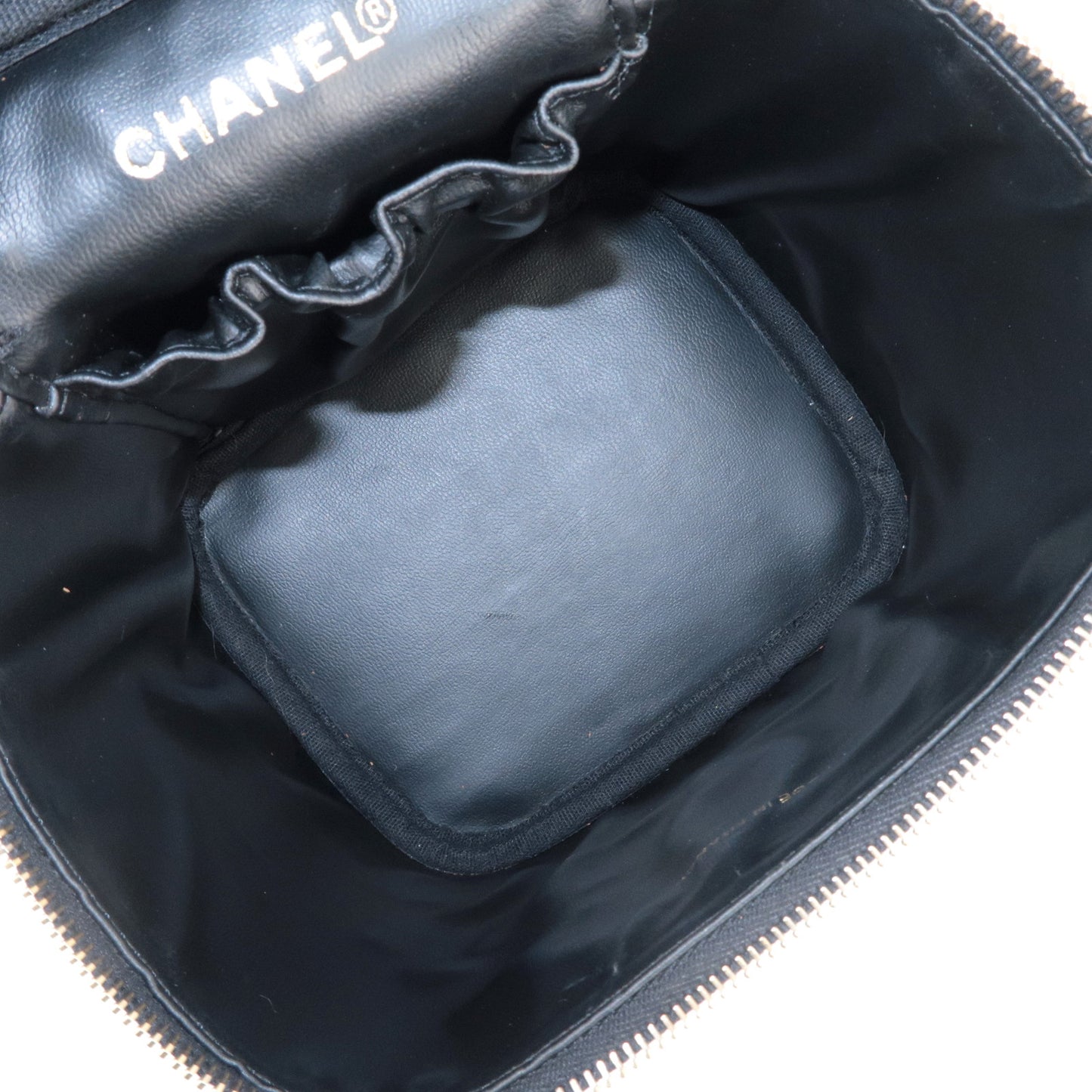 CHANEL Caviar Skin Vanity Bag Hand Bag Cosmetic Pouch Black A01998