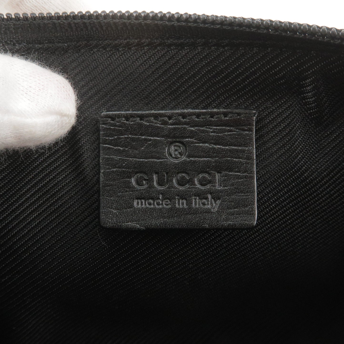 GUCCI GG Canvas Leather Boat Bag Hand Bag Black 141809