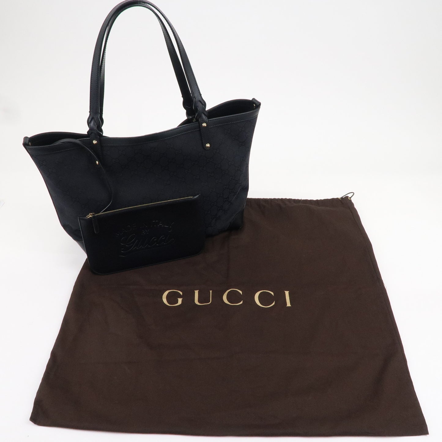 GUCCI GG Canvas Leather Tote Bag Shoulder Bag Black 247209