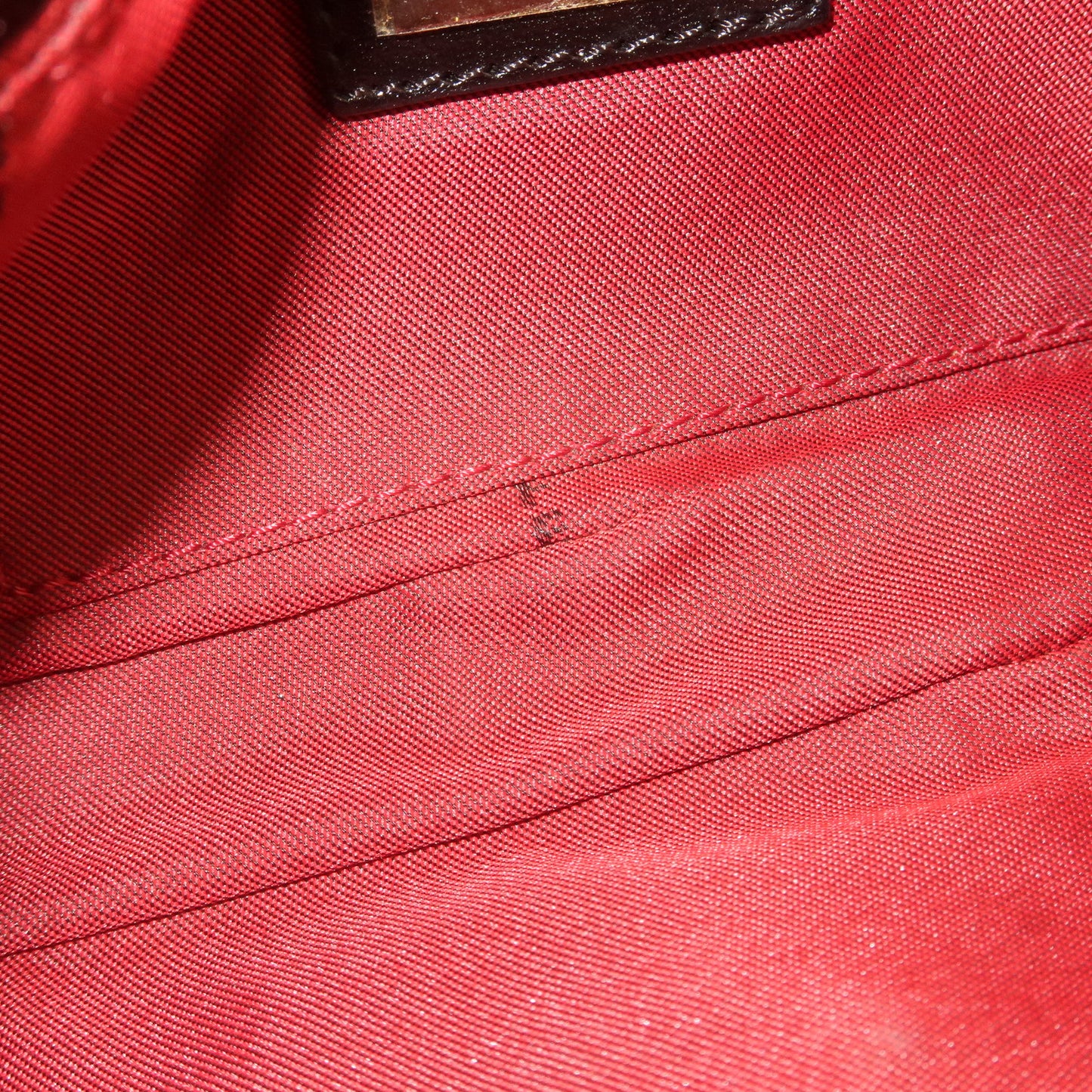 FENDI Mini Mamma Baguette Zucchino Canvas Leather Bag Red 8BK005