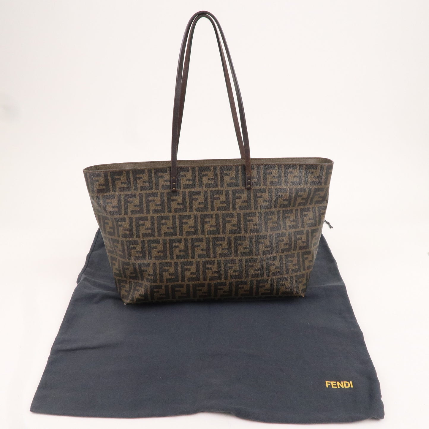 FENDI Zucca PVC Leather Tote Bag Khaki Black Brown 8BH185