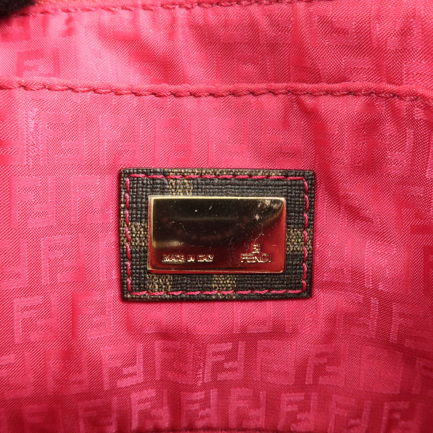 FENDI Zucca PVC Accessoires Pouch Brown Black Pink 8BR592