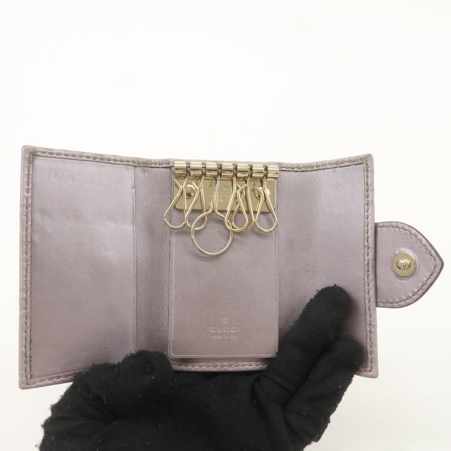 GUCCI Set of 2 GG Canvas Guccissima Leather 6 Key Case 4564 203551