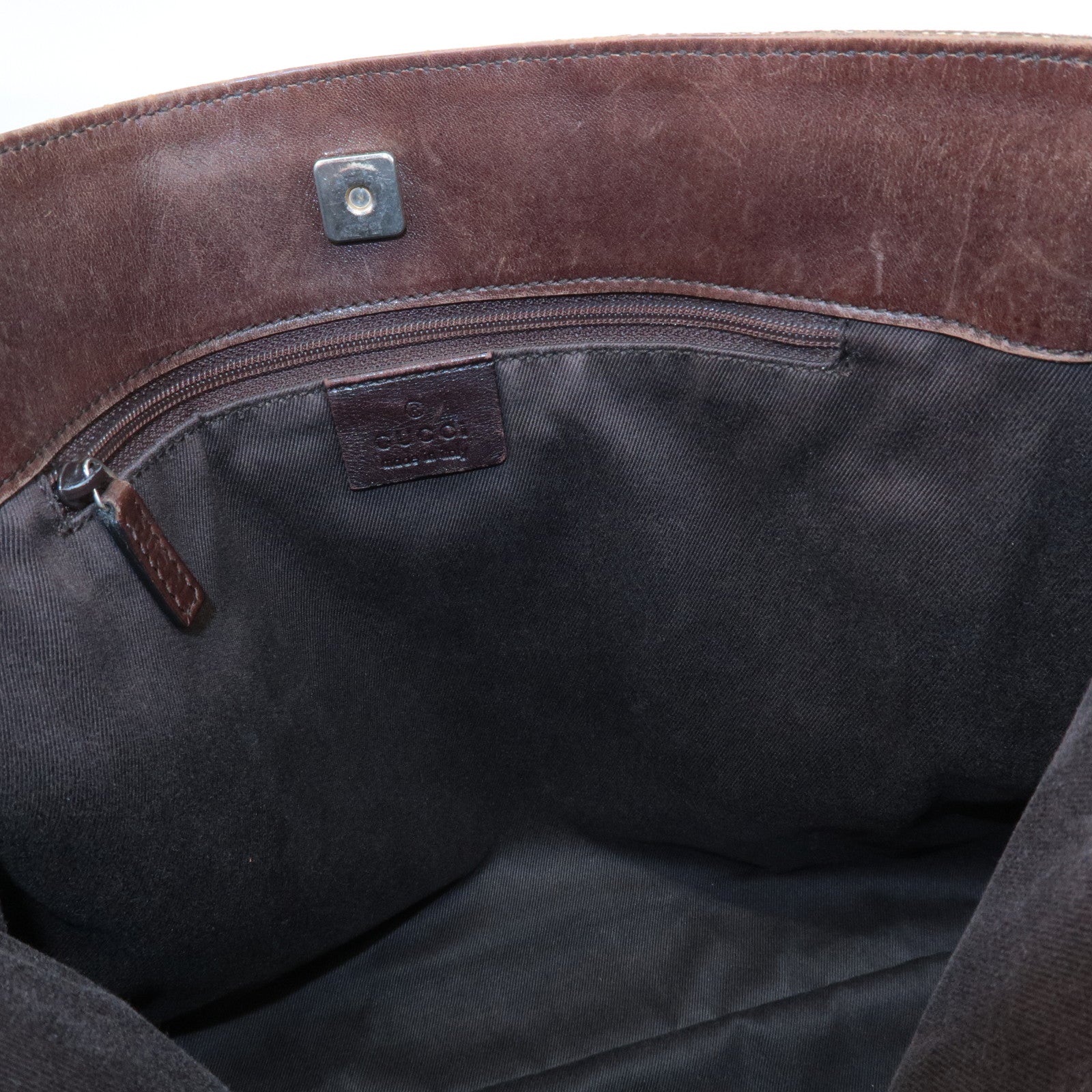 Brown Tan Grayish Vintage Gucci Monogram GG Full Size Leather