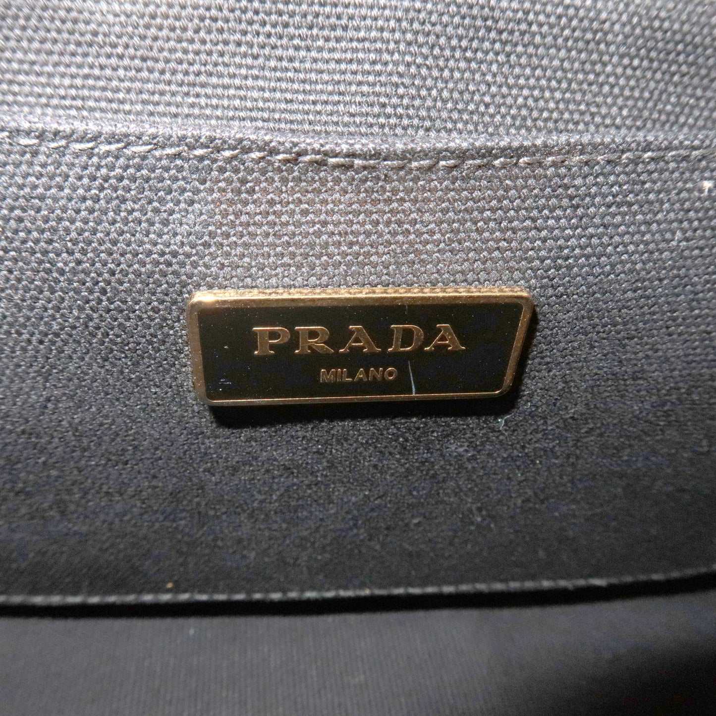 PRADA Logo Canapa Canvas Tote Bag Hand Bag Black BN1877