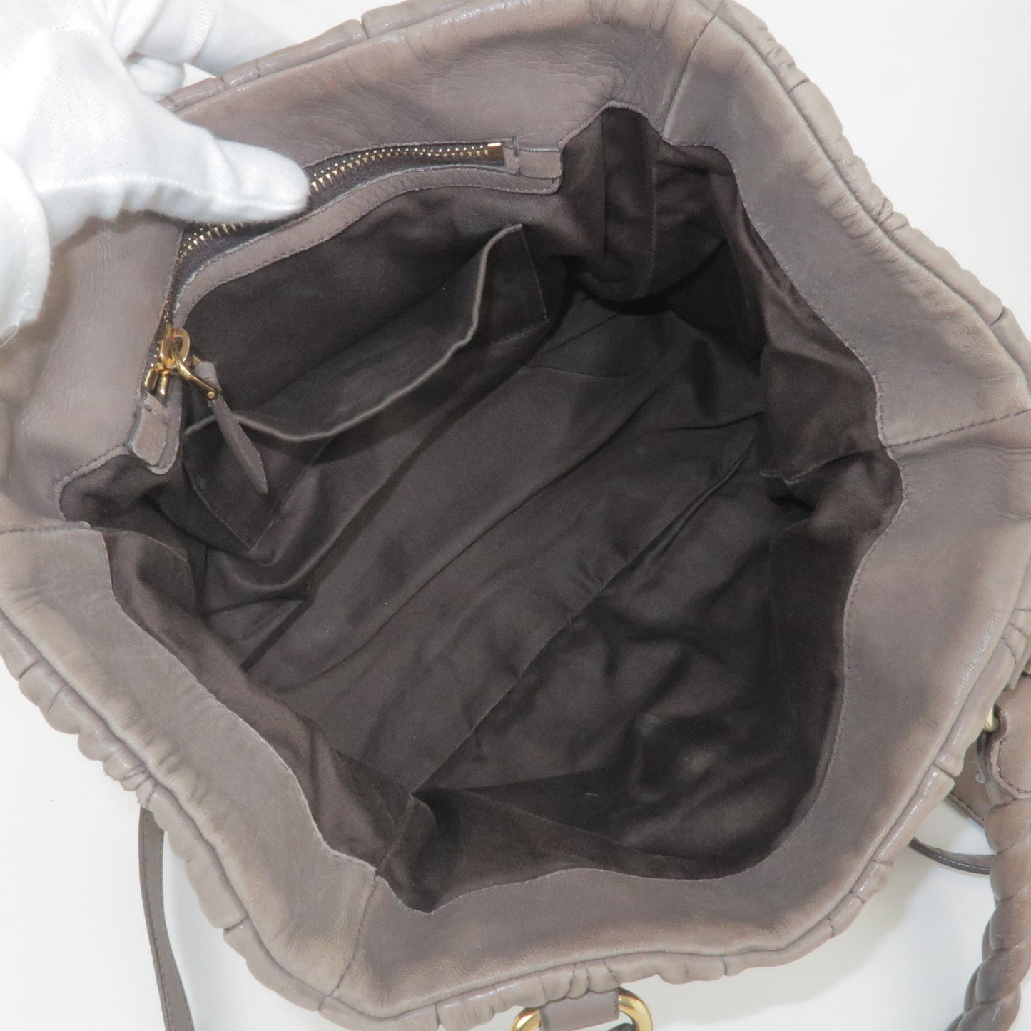 MIU MIU Matelasse Leather Hand Bag Gray
