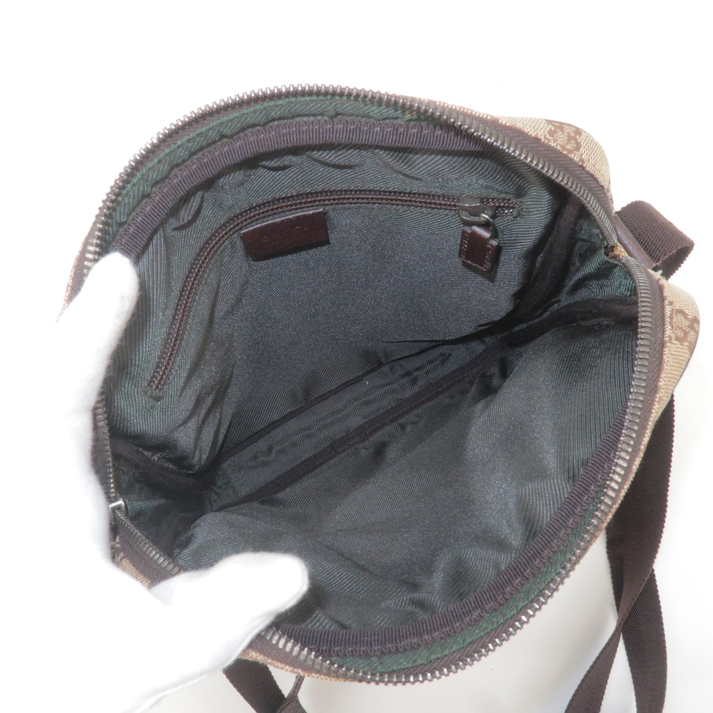 GUCCI GG Canvas Leather Shoulder Bag Crossbody Bag Beige 92551