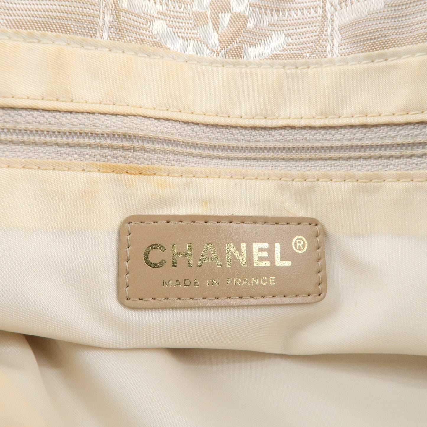 CHANEL New Travel Line Nylon Jacquard Leather Tote PM Beige A20457