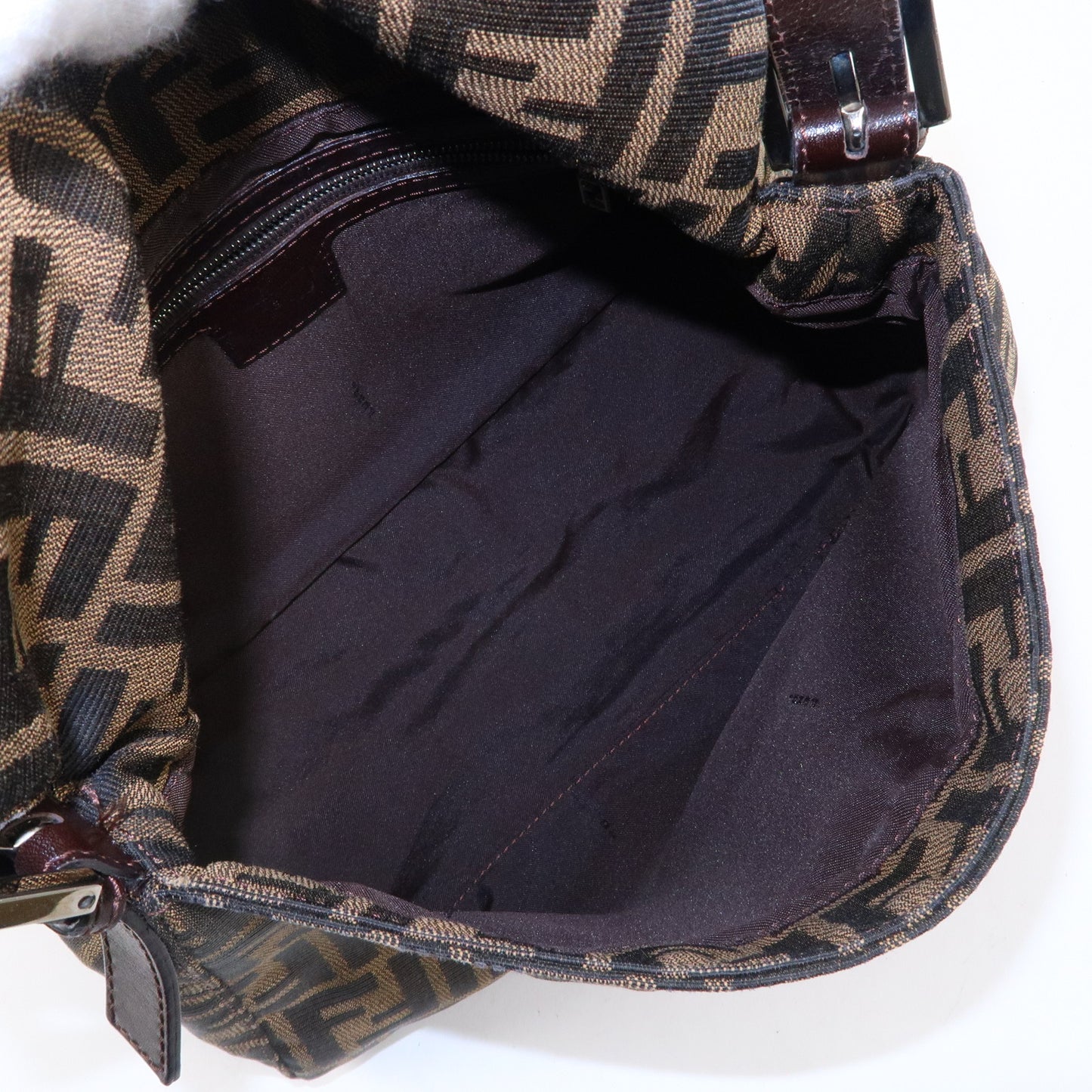 FENDI Zucca Canvas Leather Shoulder Bag Brown Khaki Black 26325
