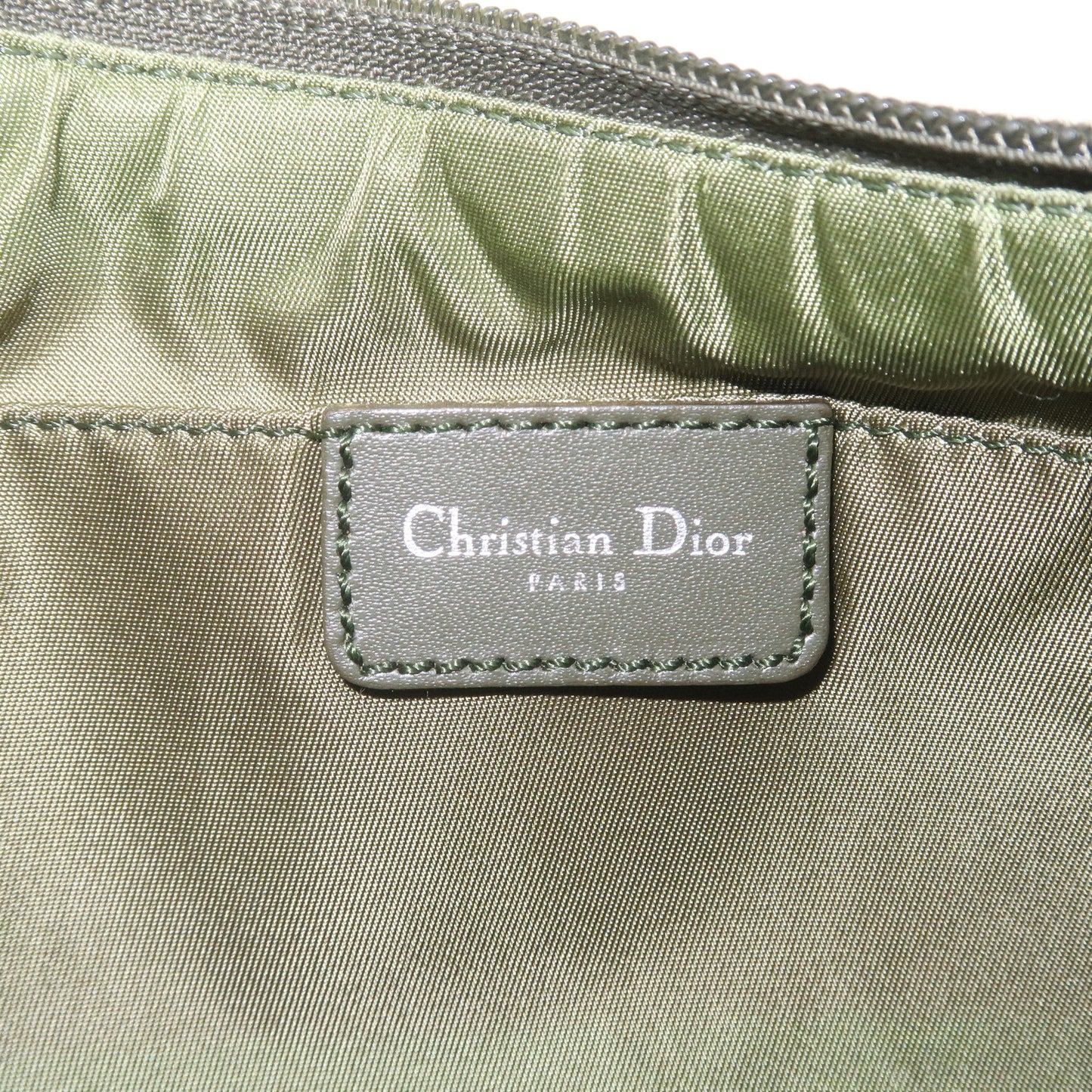 Christian Dior Trotter Canvas Leather Pouch Green Ivory