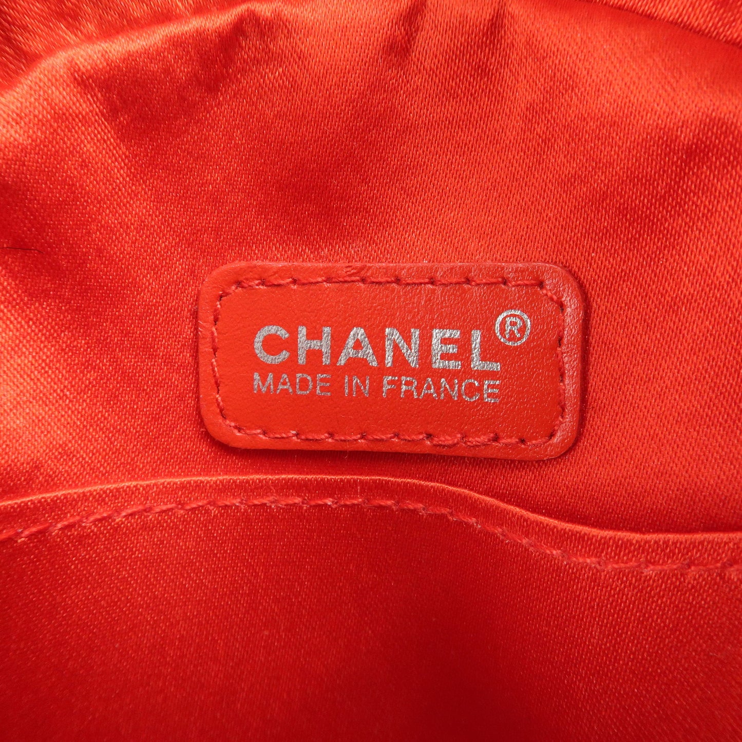 CHANEL New Travel Line Nylon Jacquard Leather Pouch Orange A17682