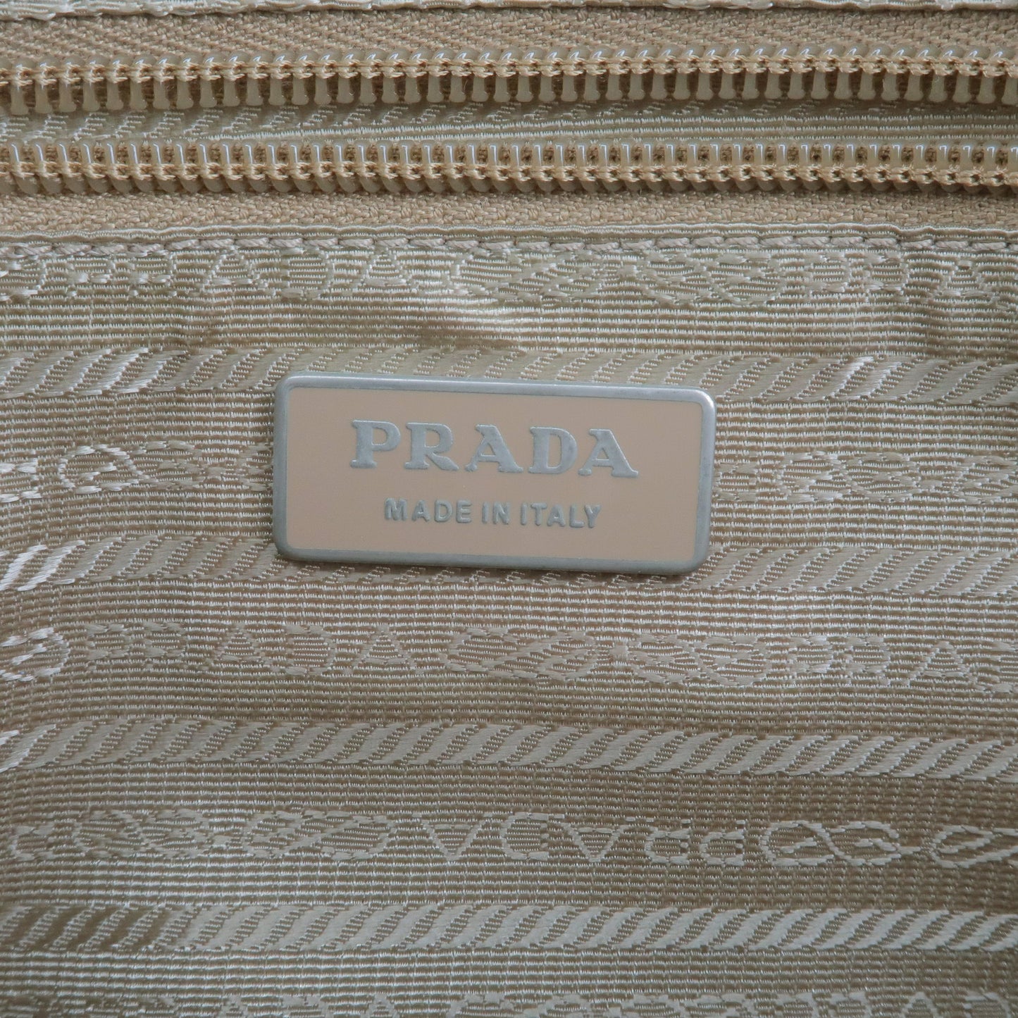 PRADA Logo Nylon Leather Shoulder Bag Purse Beige BT0521