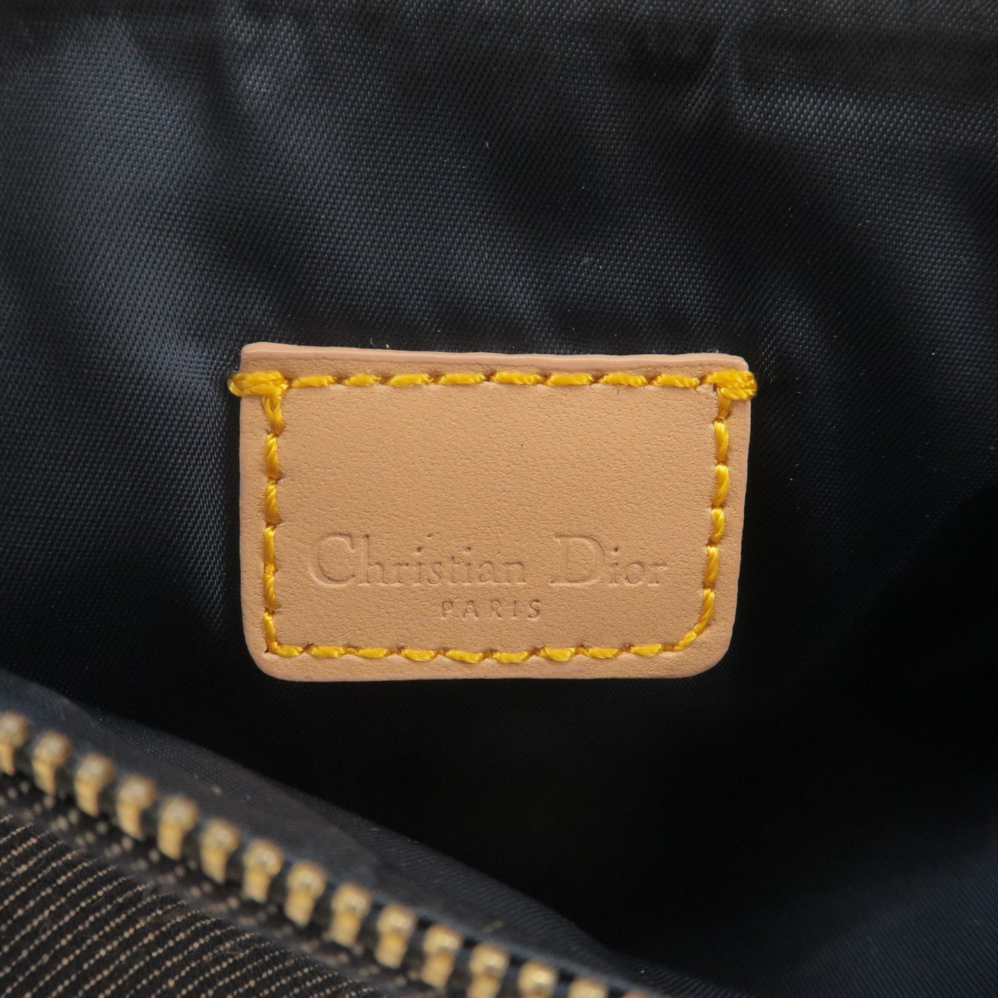 Christian Dior Denim Leather Saddle Bag Shoulder Bag Navy