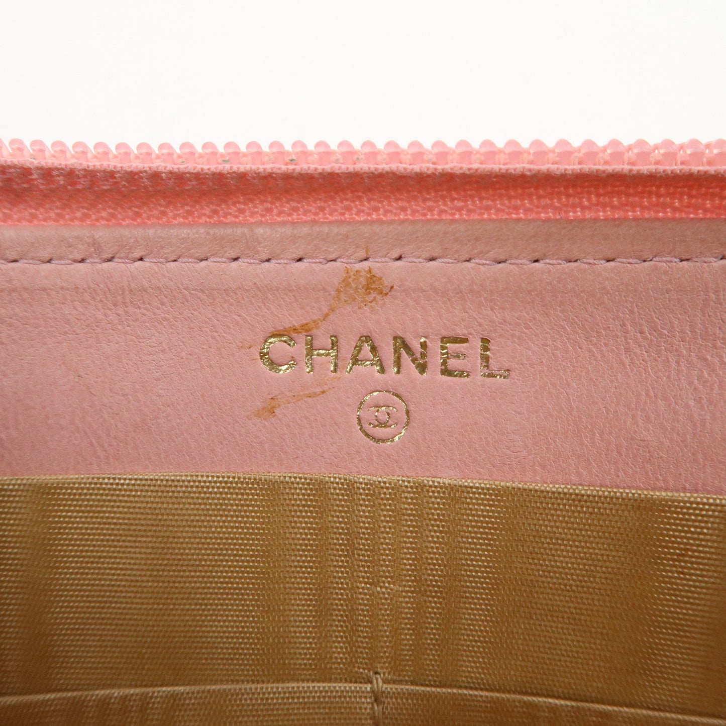 CHANEL Caviar Skin Round Zippy Long Wallet Pink A13228