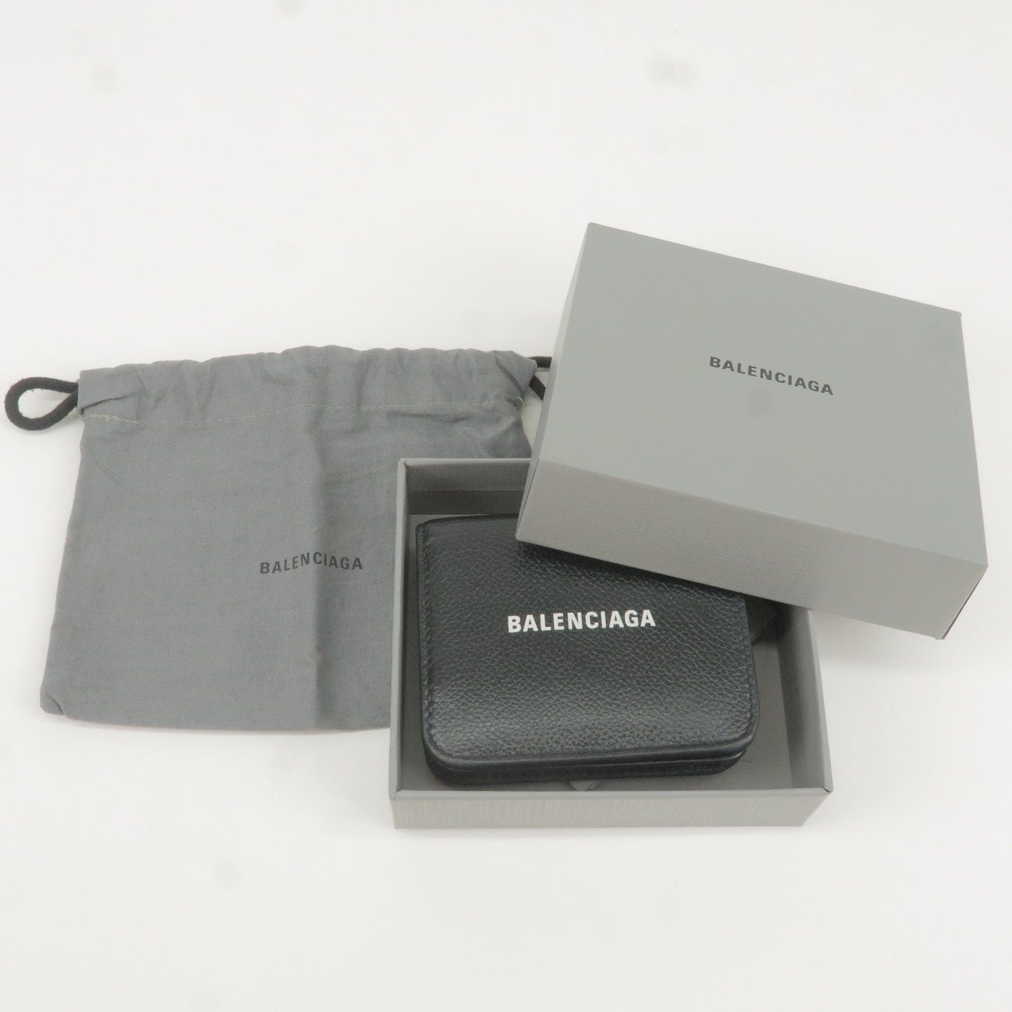 BALENCIAGA Leather Cash Bi-Fold Mini Wallet Black 594216