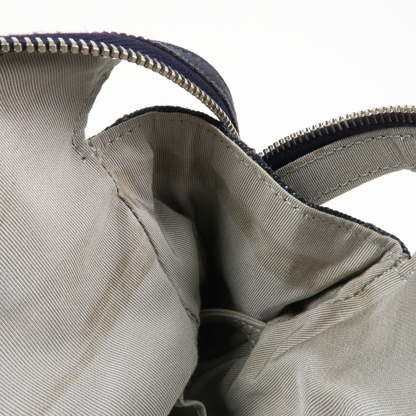 CHANEL Coco Mark Denim Chain Tote Bag Hand Bag Navy A48735
