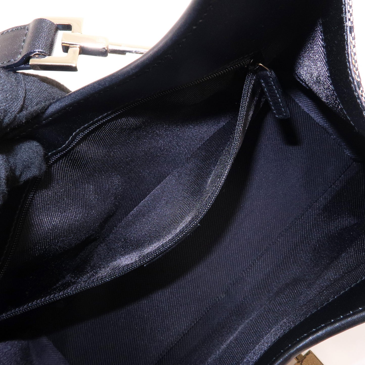 GUCCI Jackie GG Canvas Leather Shoulder Bag Beige Black 2.1067
