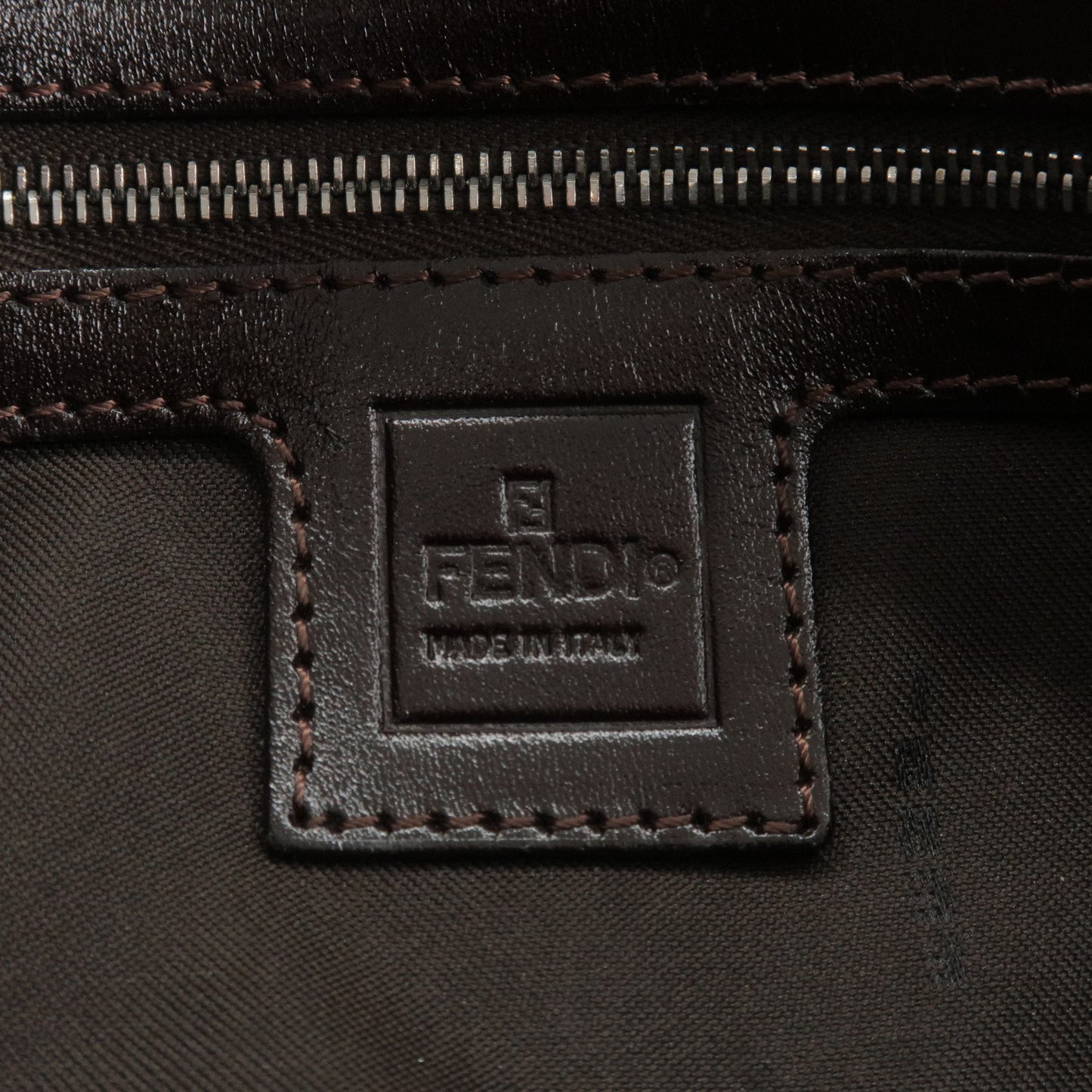 FENDI Zucca Canvas Leather Mamma Baguette Bag Khaki 26424