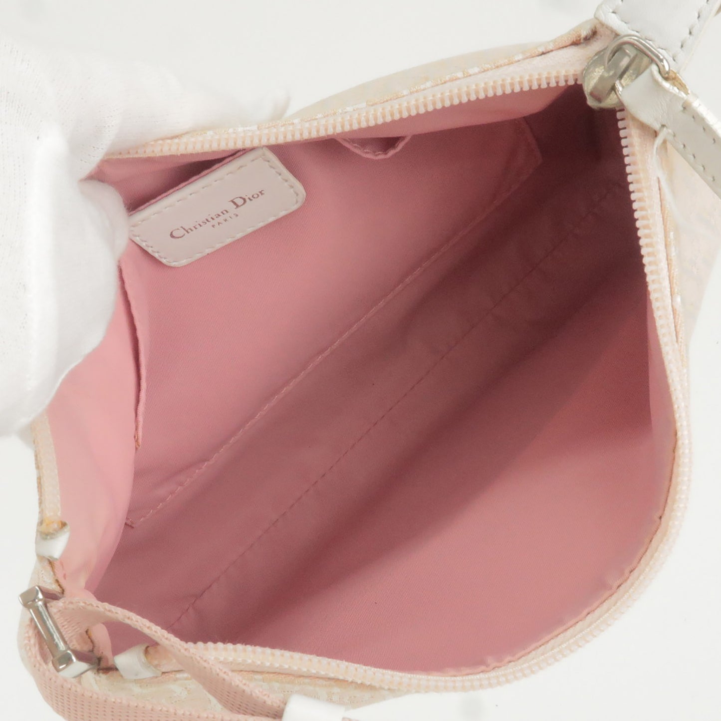 Christian Dior Trotter Canvas Leather Shoulder Bag Pink