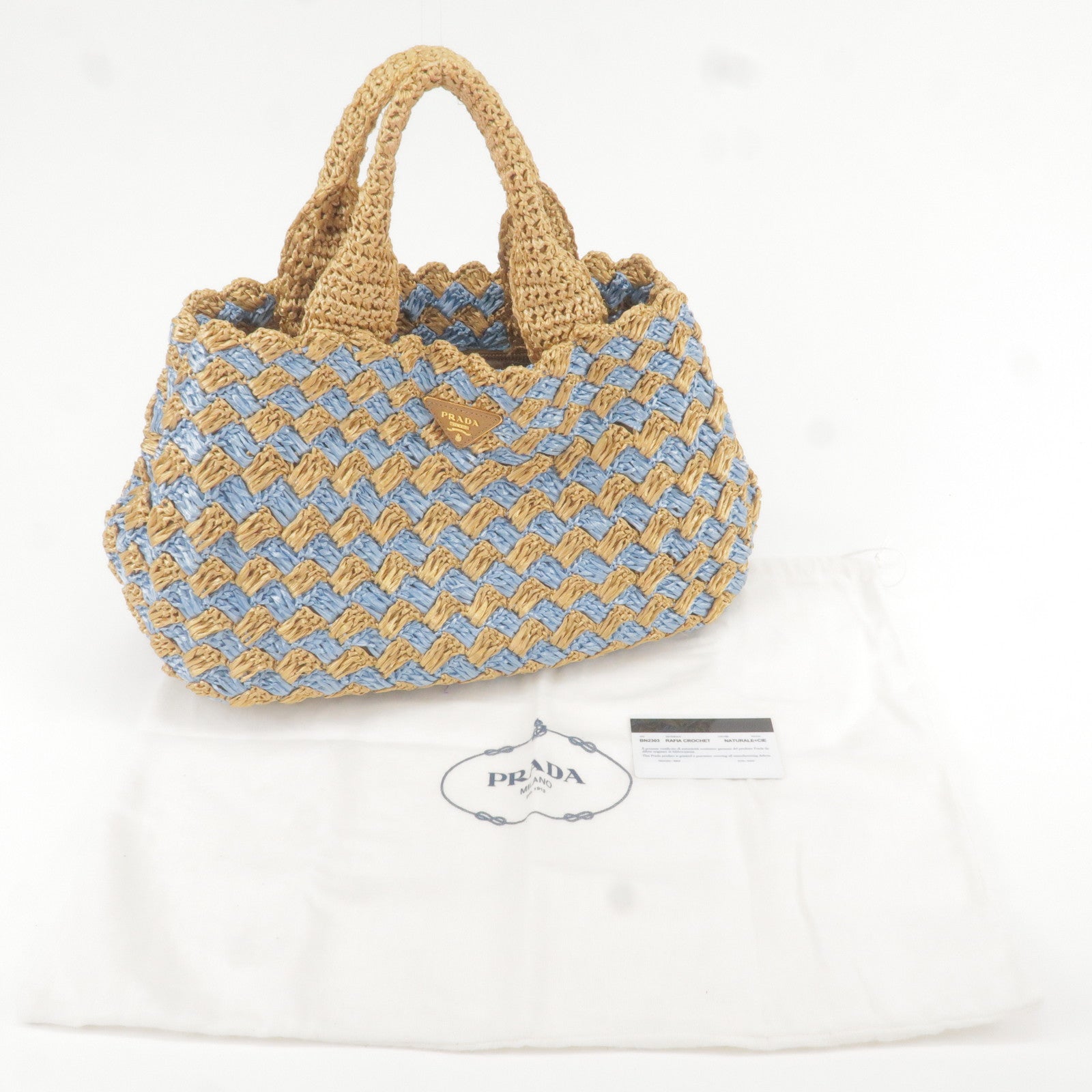Prada Small Crochet Tote Bag in Yellow
