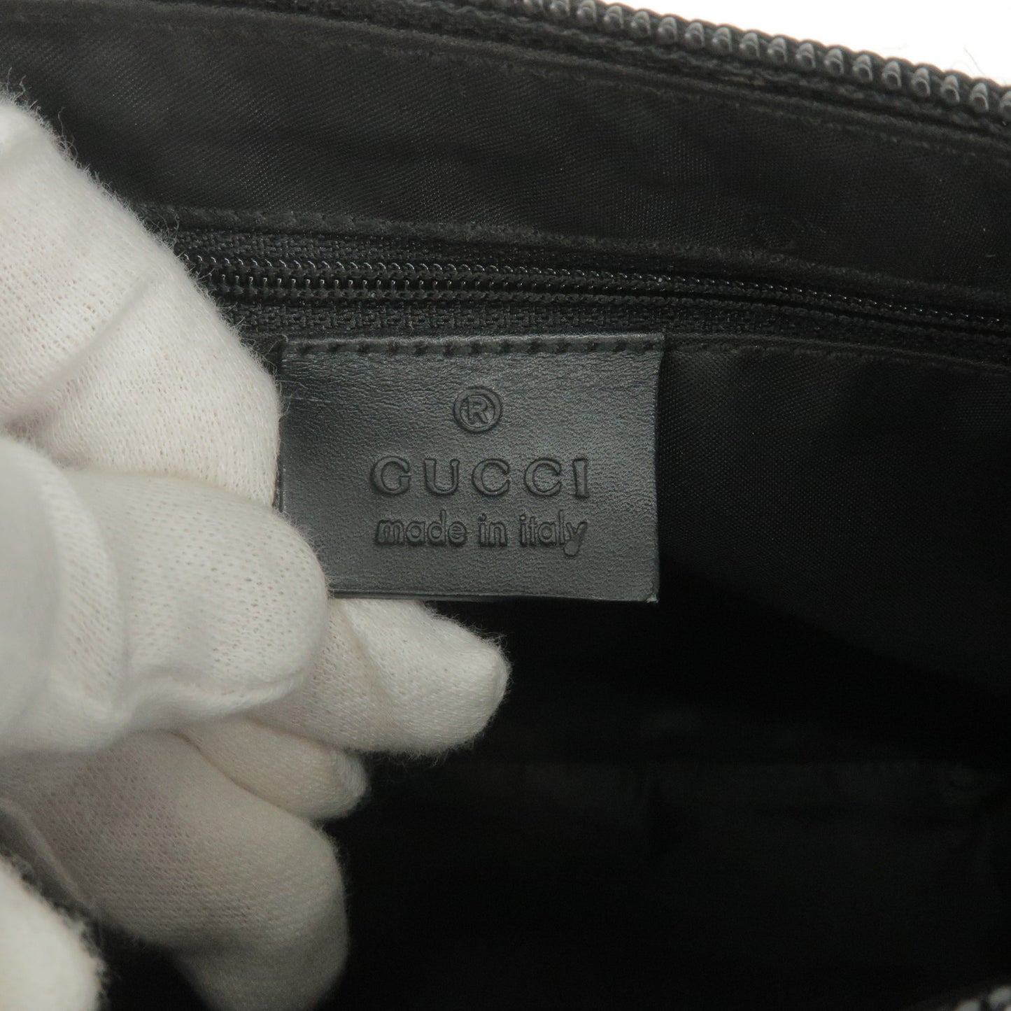 GUCCI GG Canvas Leather Boat Bag Hand Bag Black 07198