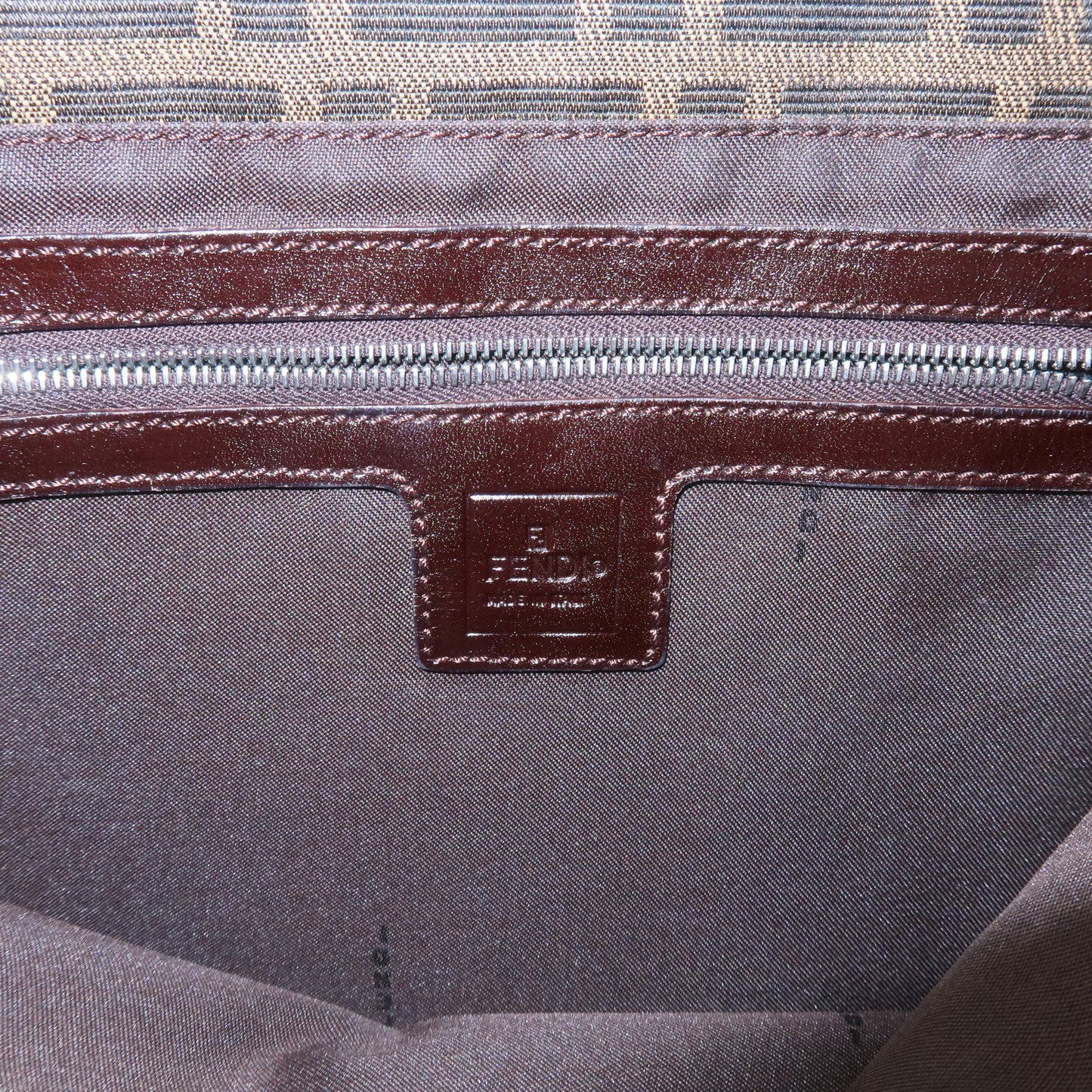 FENDI Zucca Canvas Leather Shoulder Bag Brown Black 26727