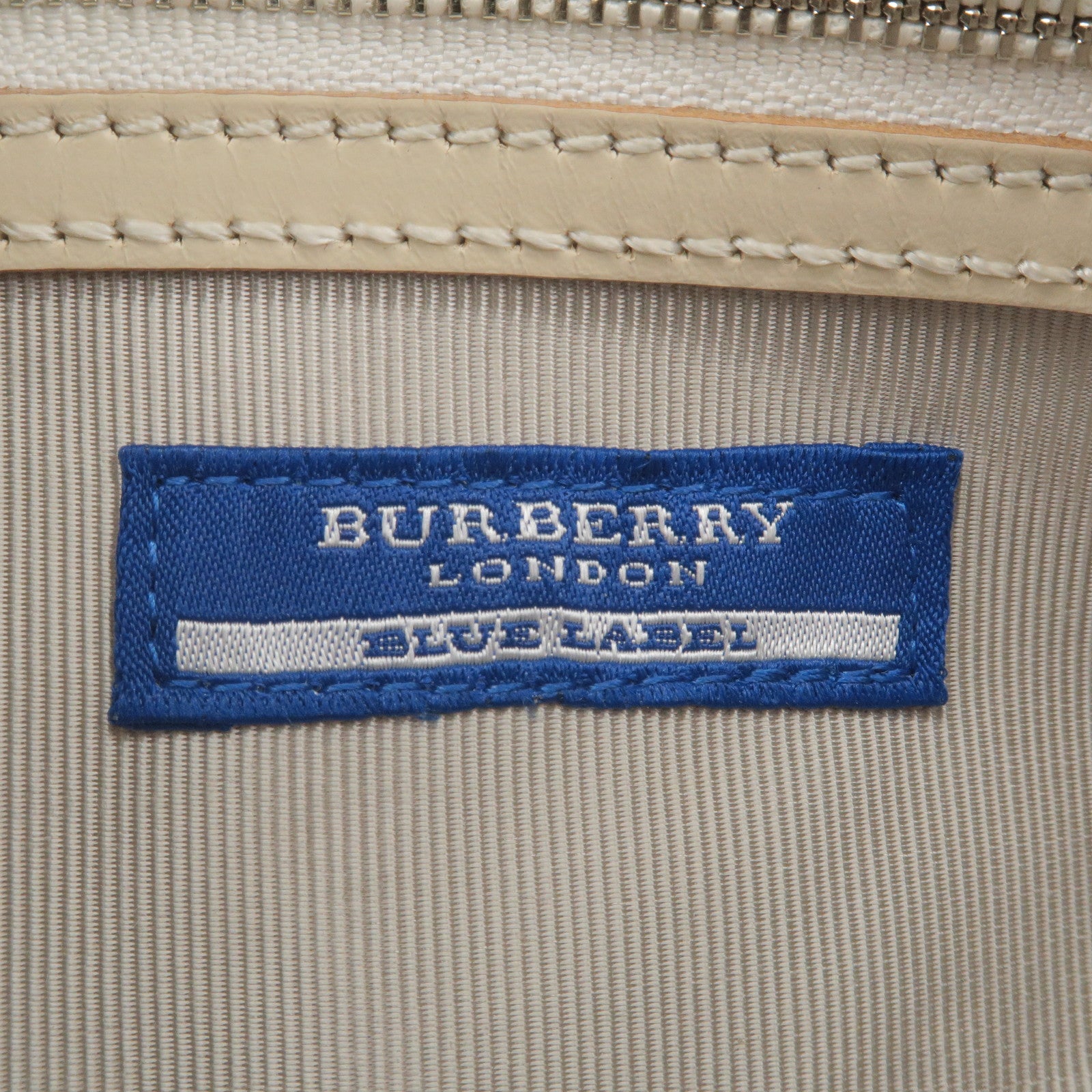 BURBERRY-Blue-Label-Canvas-Leather-Shoulder-Bag-Black-Silver