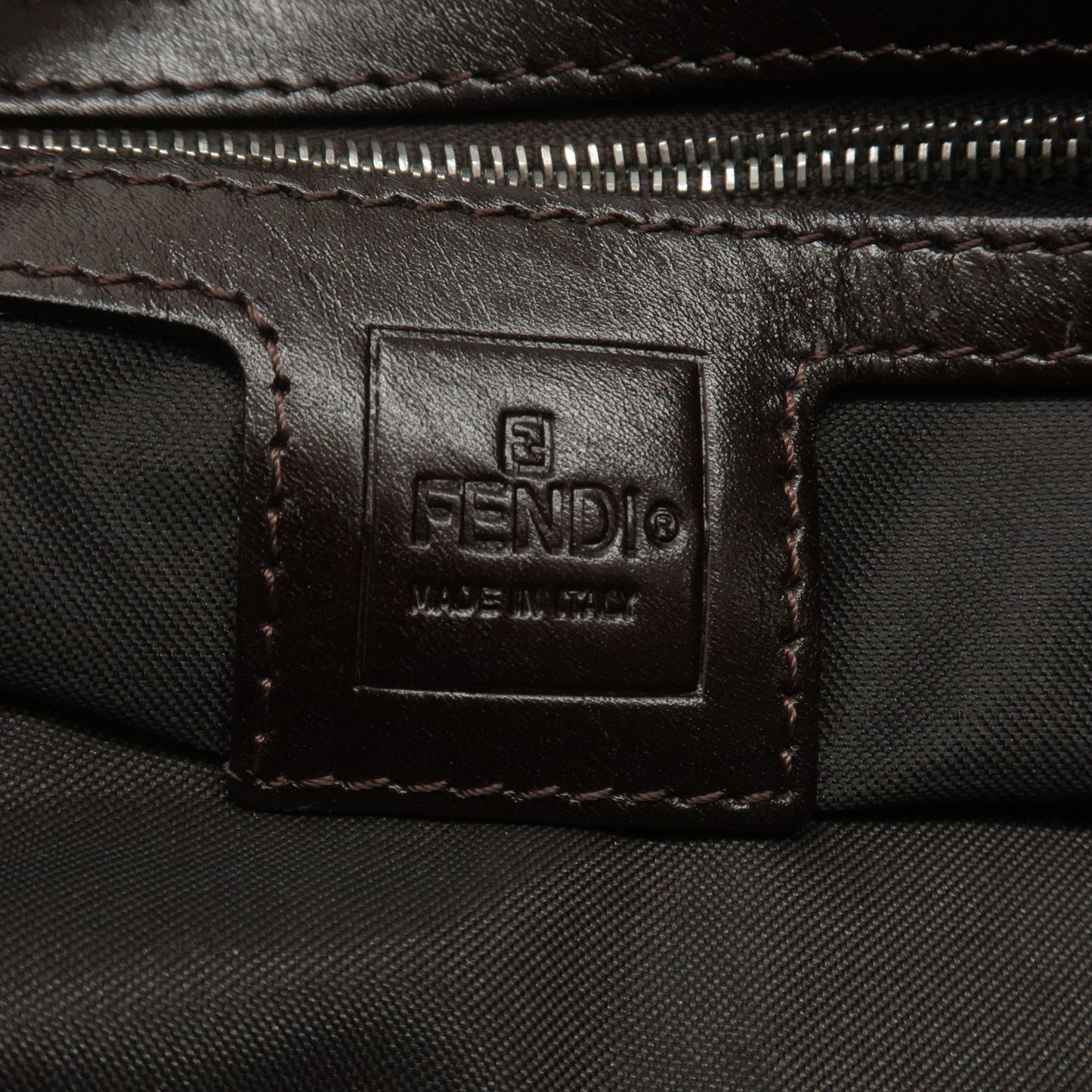 FENDI Zucca Canvas Leather Shoulder Bag Brown Black 26566