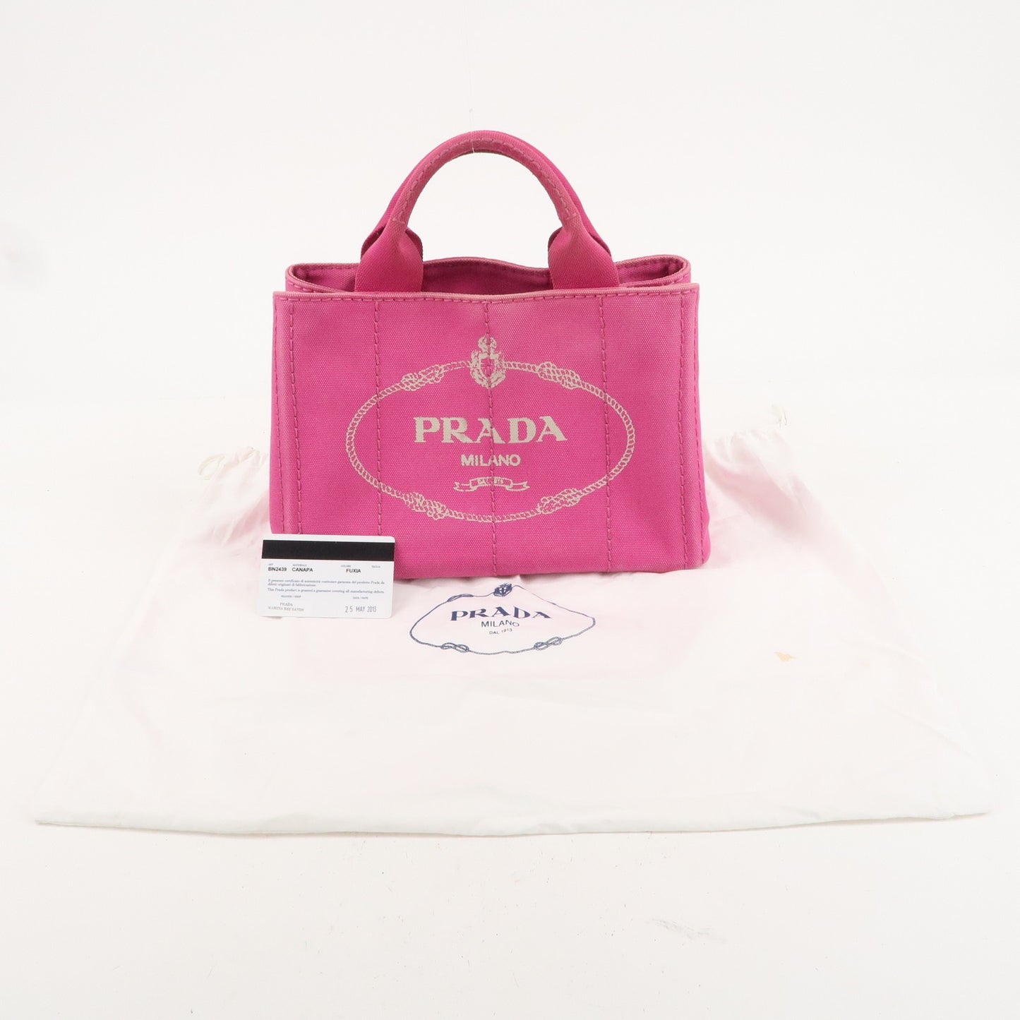 PRADA Canapa Mini Canvas Tote Bag Hand Bag Pink BN2439