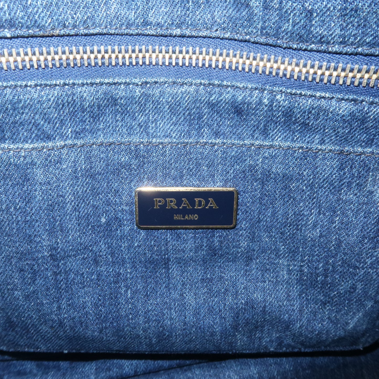 PRADA Logo Canapa Denim Tote bag Hand Bag Blue B1877B