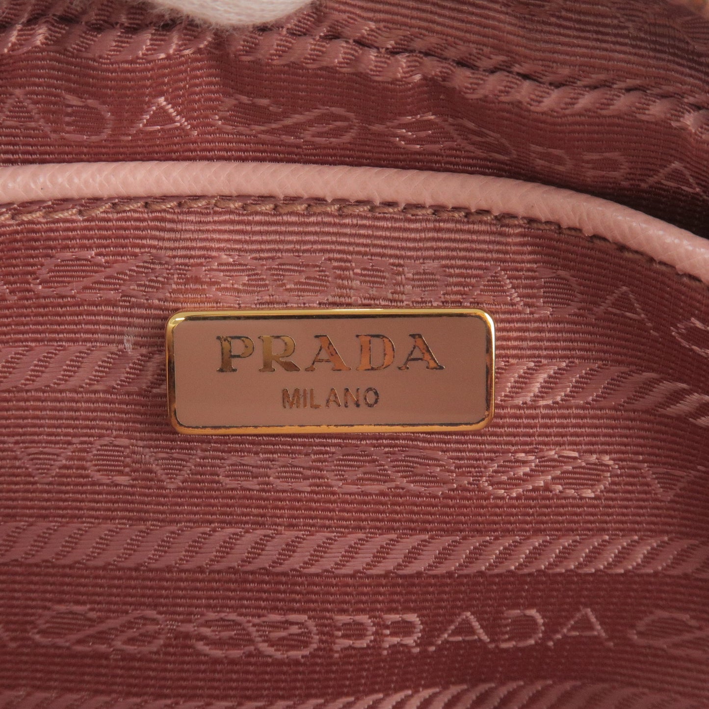 PRADA Logo Ribbon Leather Shoulder Bag Mini Purse Pink 1NF674