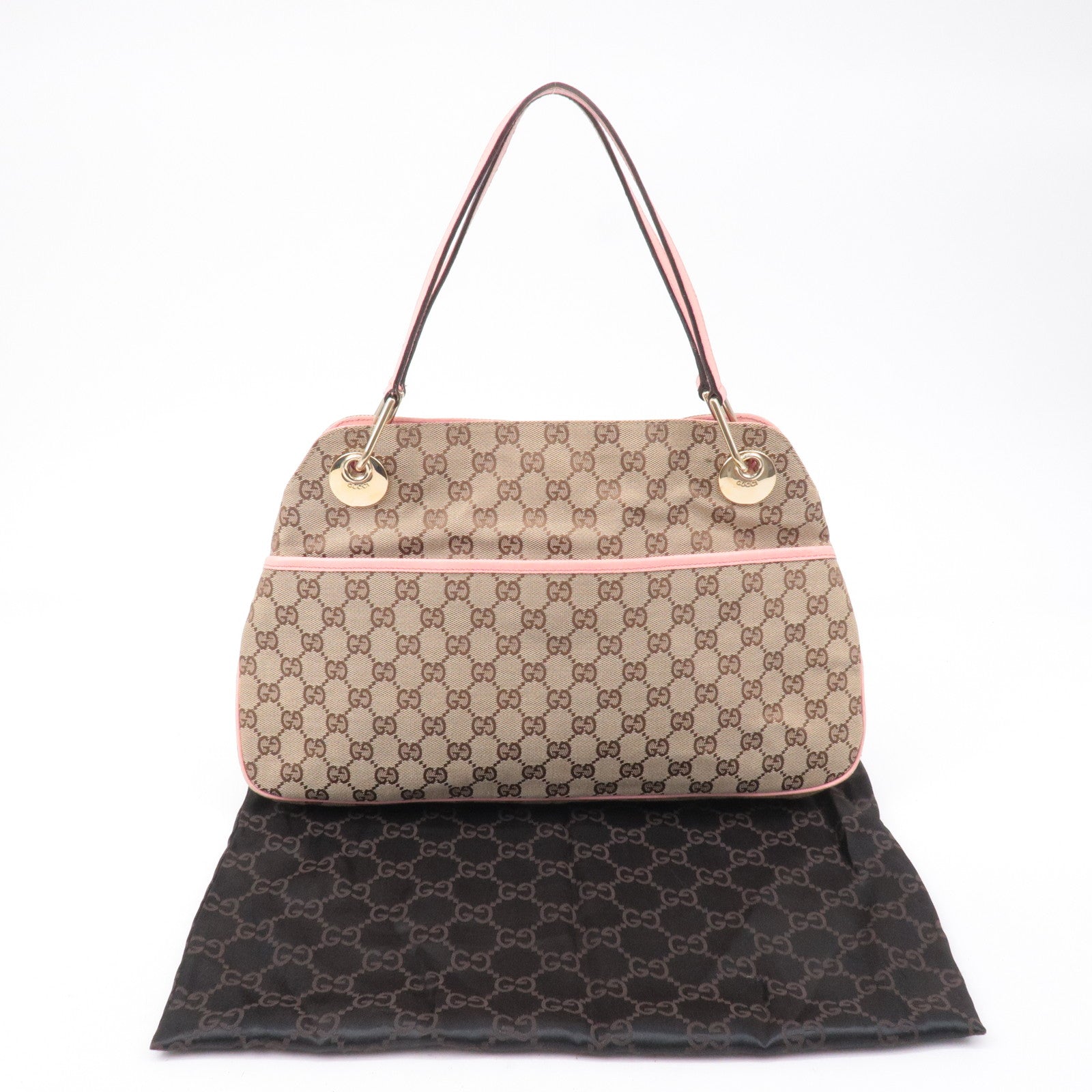 GUCCI-GG-Canvas-Leather-Tote-Bag-Hand-Bag-Beige-Pink-121023 – dct