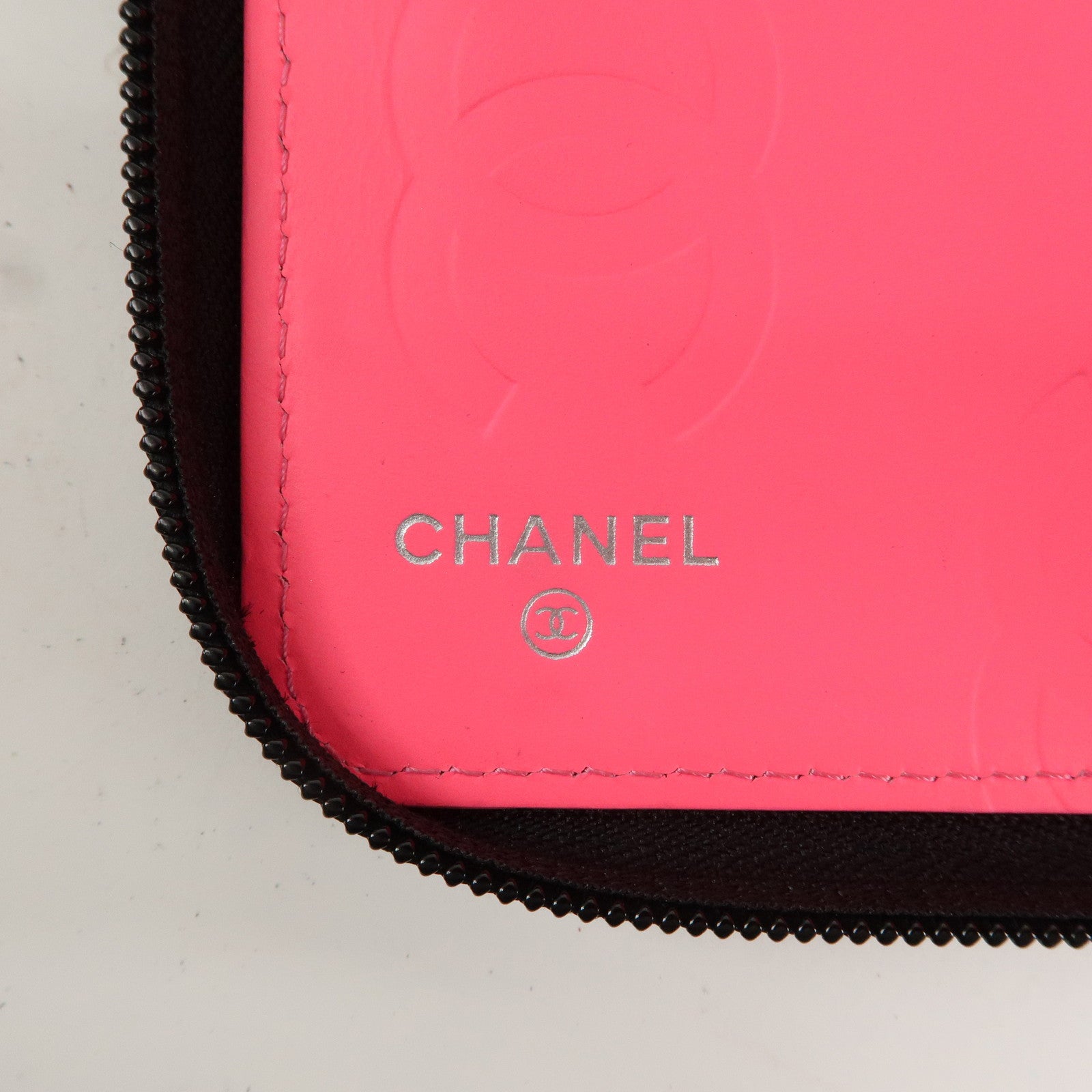 CHANEL Cambon Line Leather Round Zippy Long Wallet Black A26710