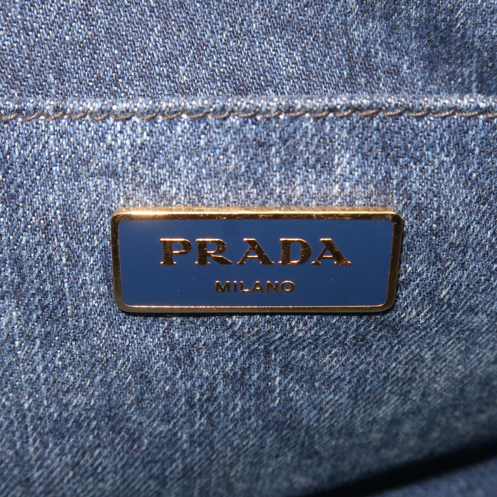 Authentic PRADA Tote Bag Canapa Denim blue hand Bag, Second hand