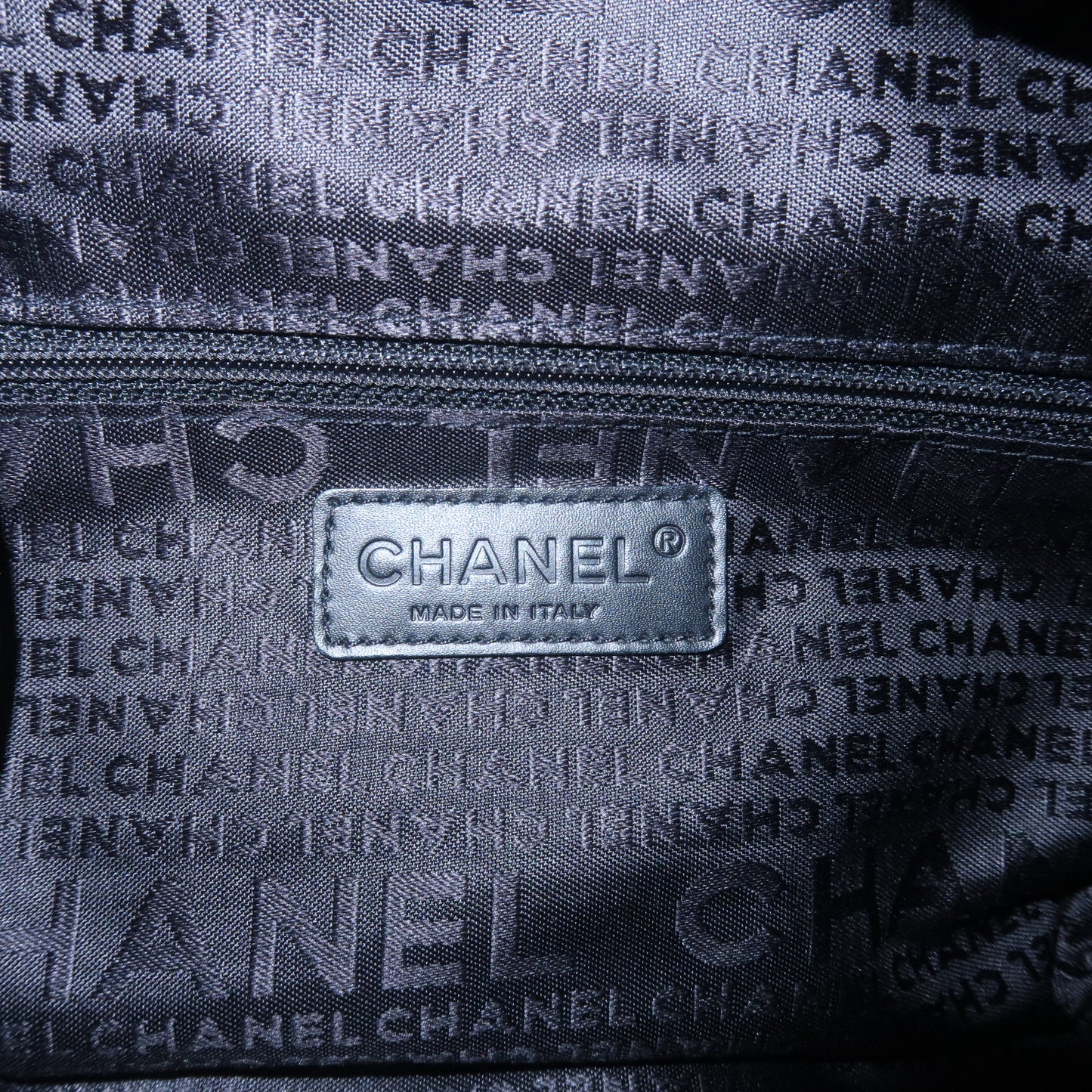 CHANEL Chocolate Bar Wild Stitch Canvas Leather Boston Bag Black