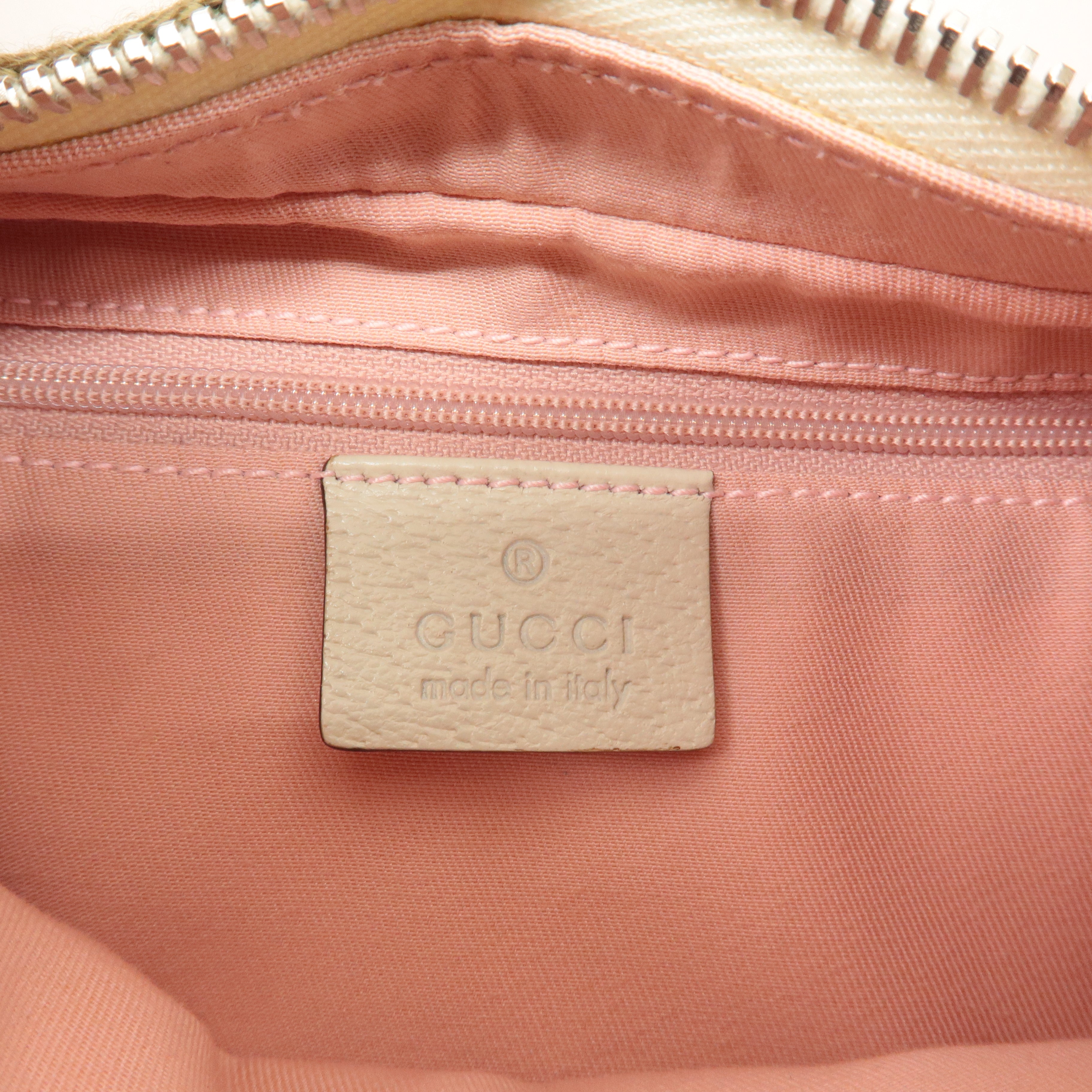 GUCCI Sherry GG Canvas Leather Shoulder Bag Pink Ivory 145757