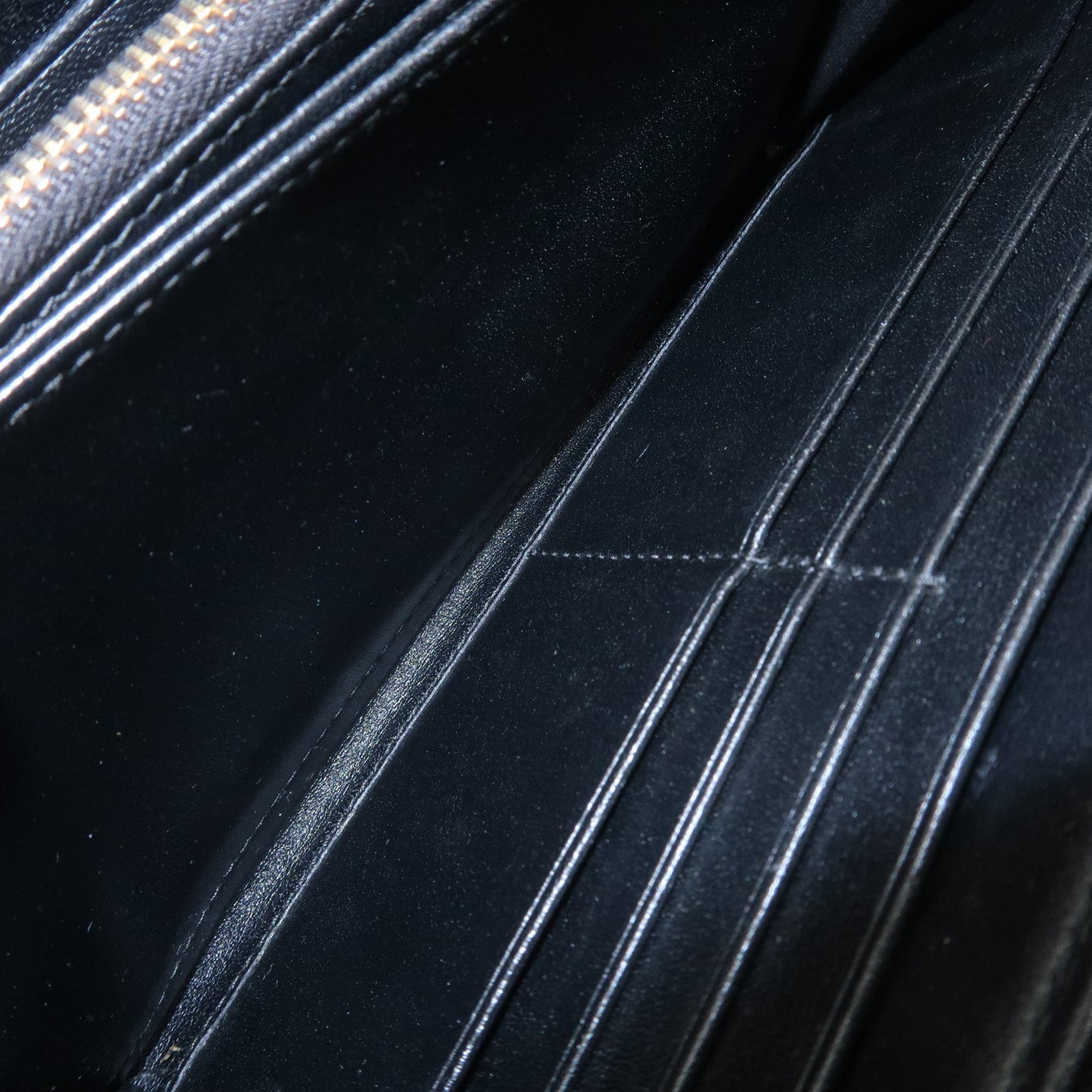 PRADA Logo Leather Round Zipper Long Wallet Black 1ML506