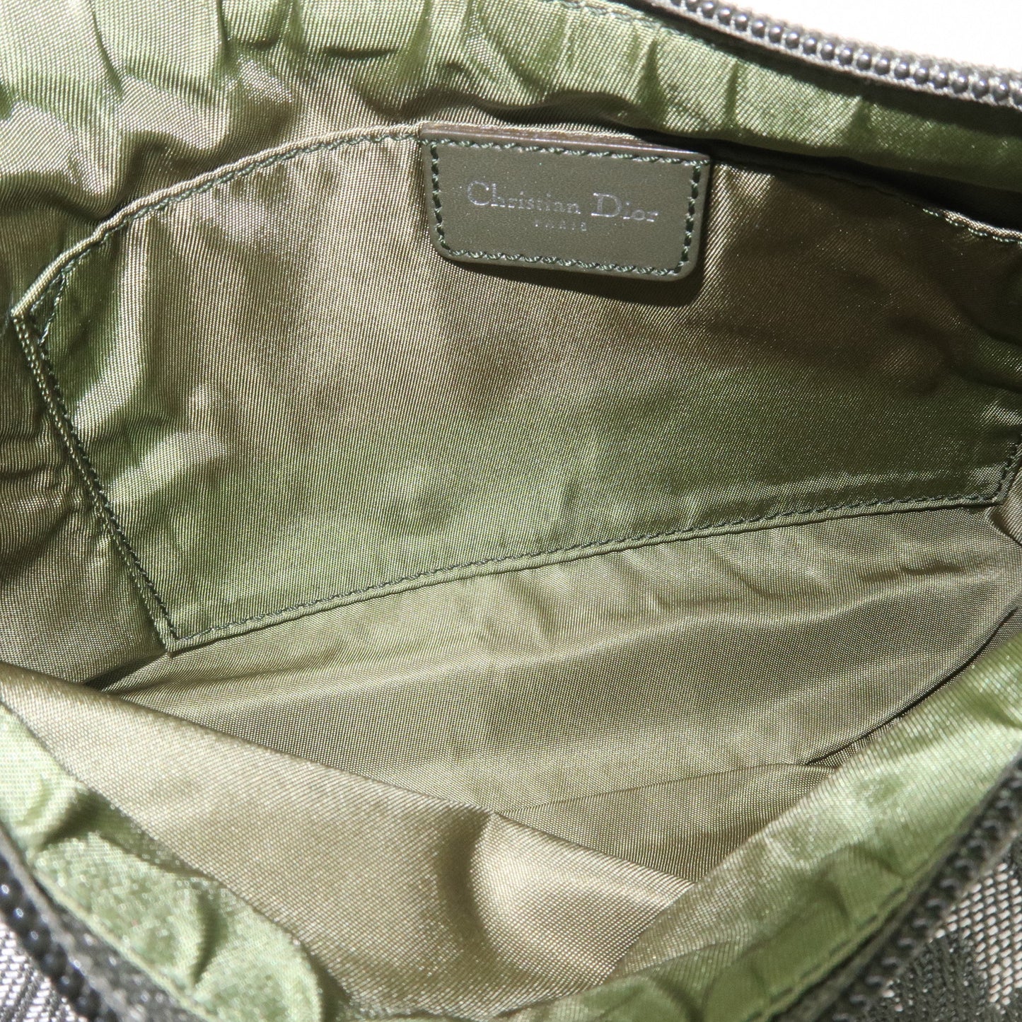 Christian Dior Trotter Canvas Leather Pouch Green Ivory