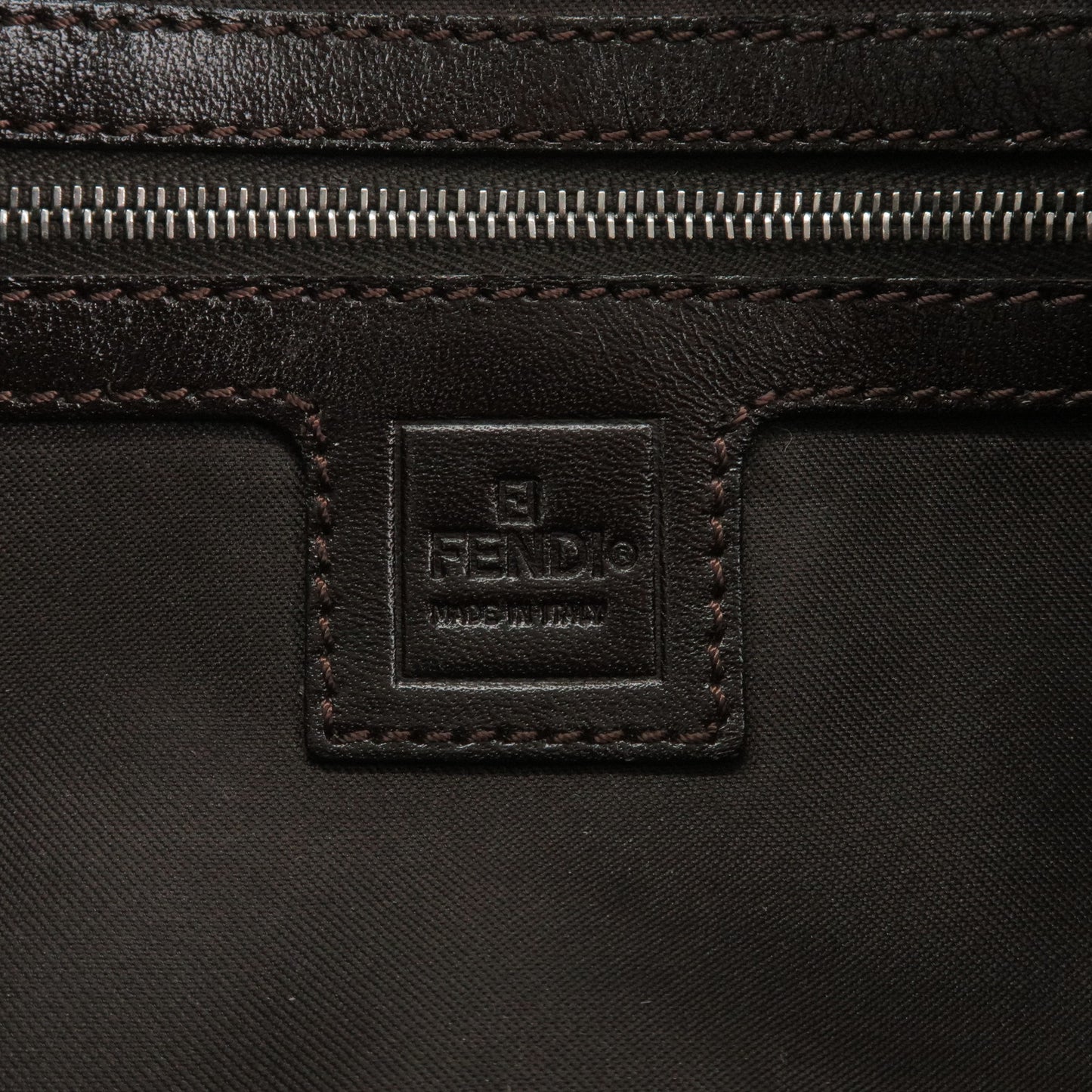 FENDI Zucca Mamma Baguette Canvas Leather Shoulder Bag Brown 26424
