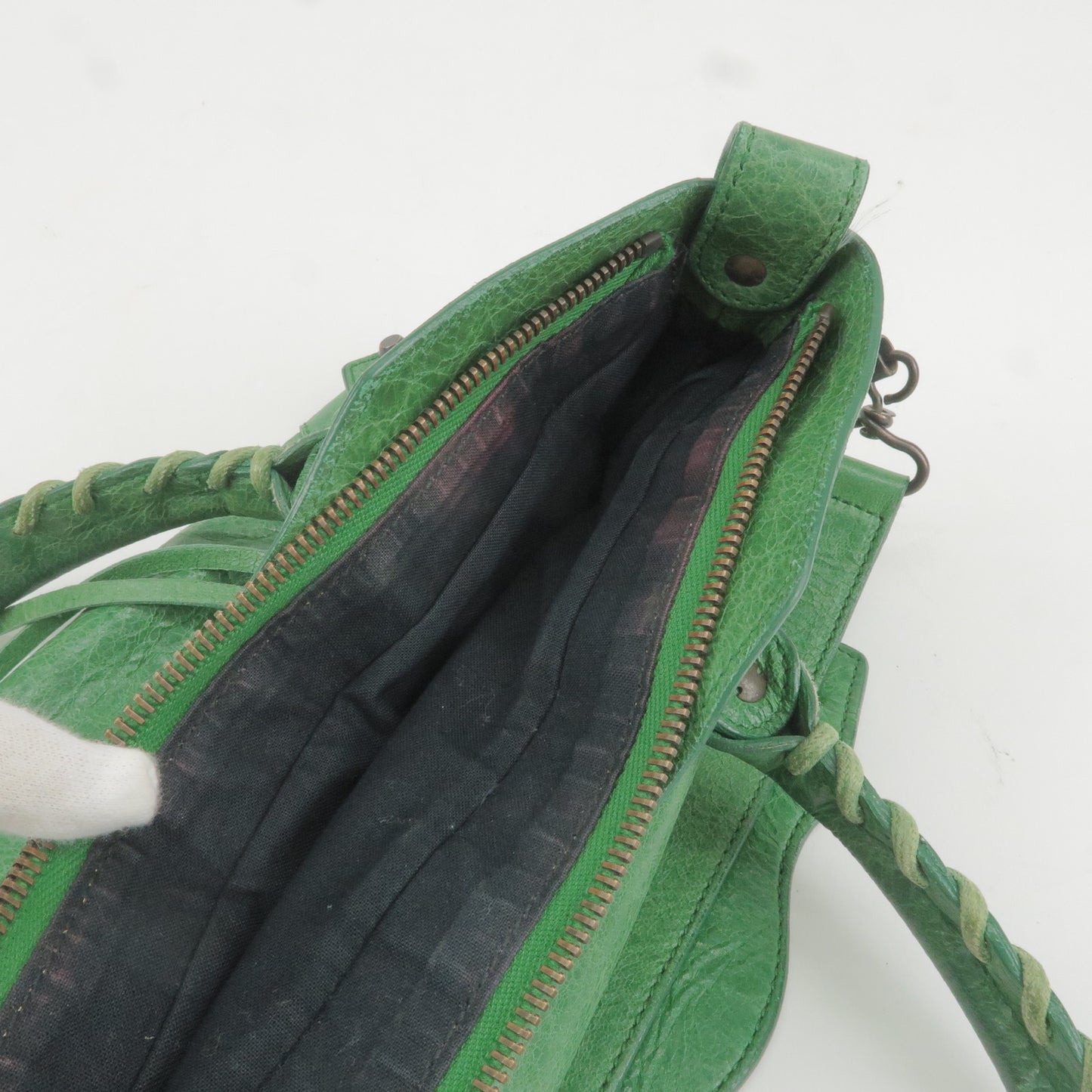 BALENCIAGA The First Leather 2Way Hand Bag Green 103208