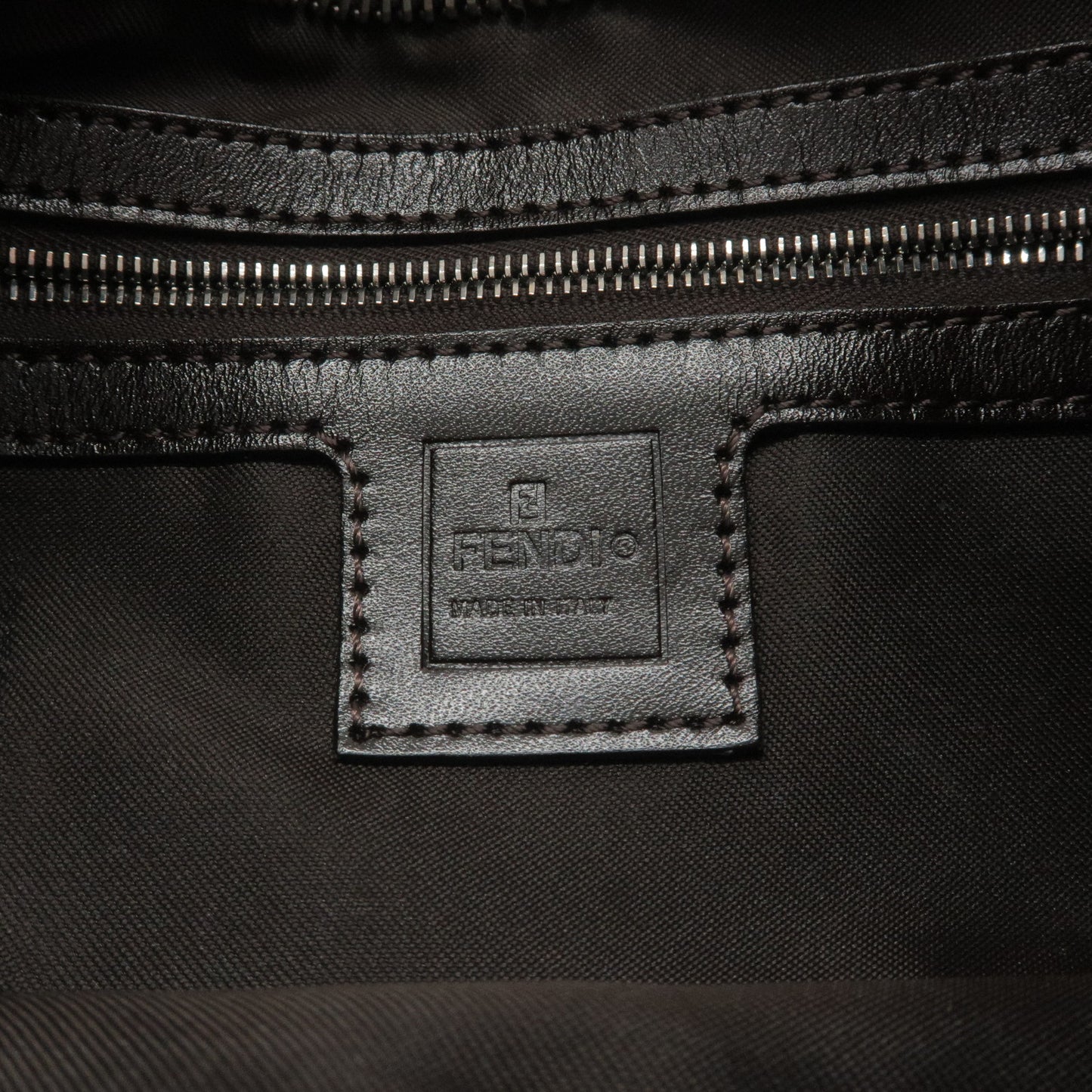 FENDI Zucca Canvas Leather Shoulder Bag Brown Black 16321