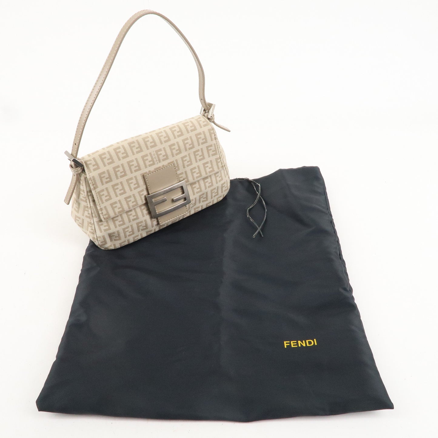 FENDI Mini Mamma Baguette Zucchino Canvas Leather 8BR180