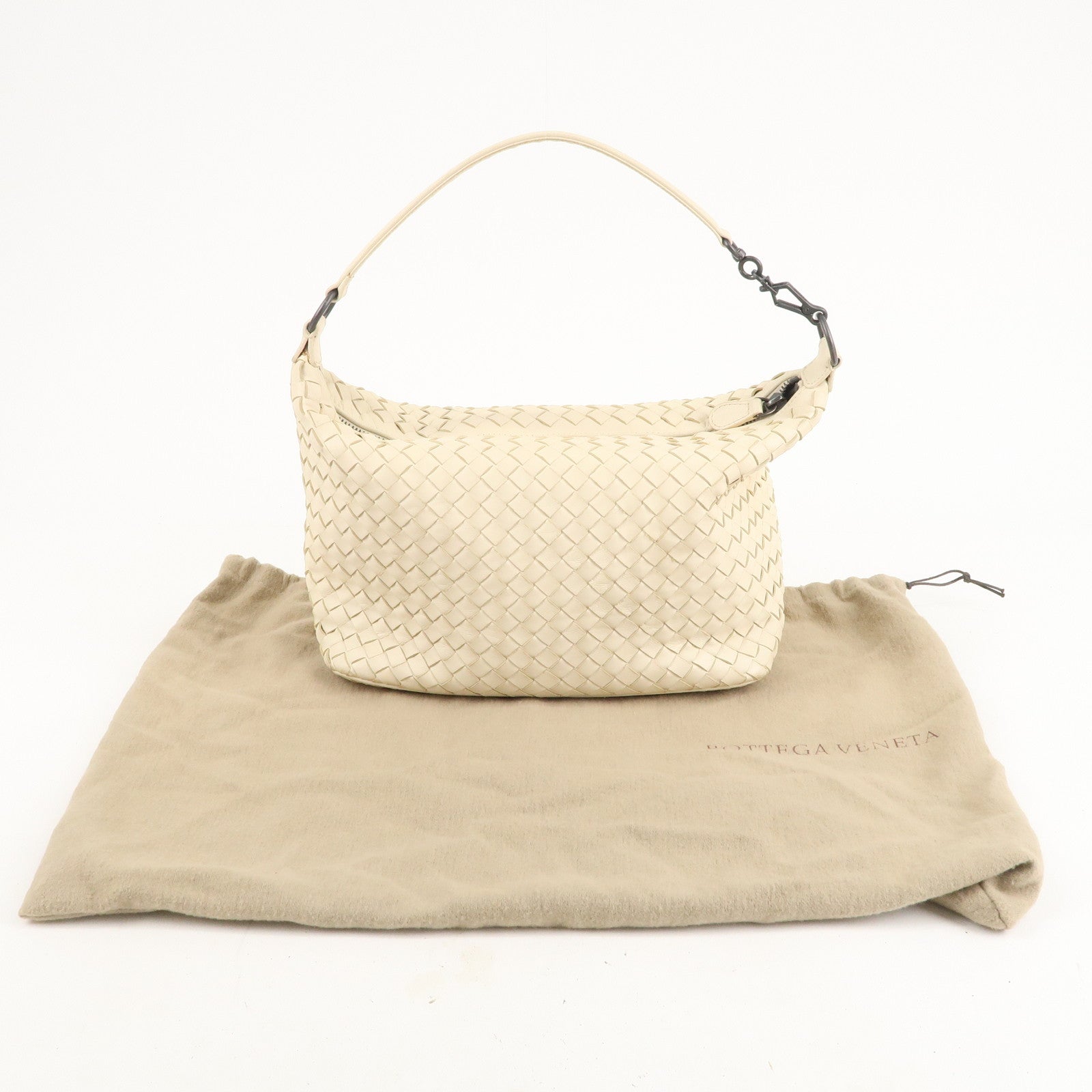 Used] BOTTEGA VENETA Intrecciato Shoulder Bag Leather Ivory White