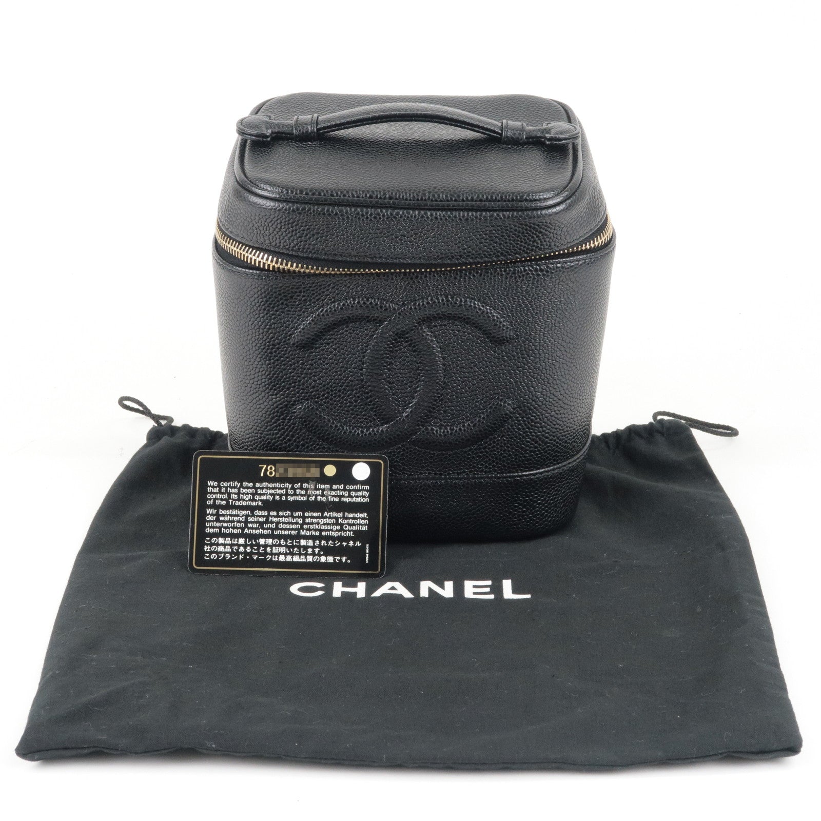 CHANEL Caviar Skin Vanity Bag Hand Bag Cosmetic Pouch Black A01998